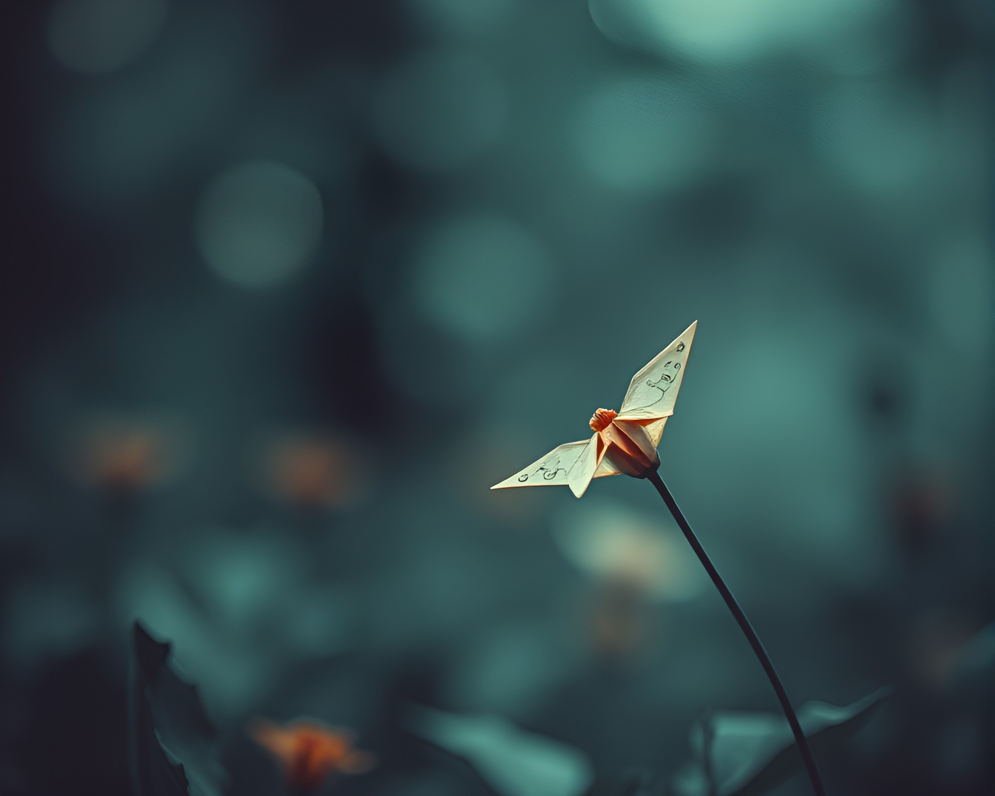 Origami Flower Bokeh Foreground Wildlife Watercolor – free AI stock image