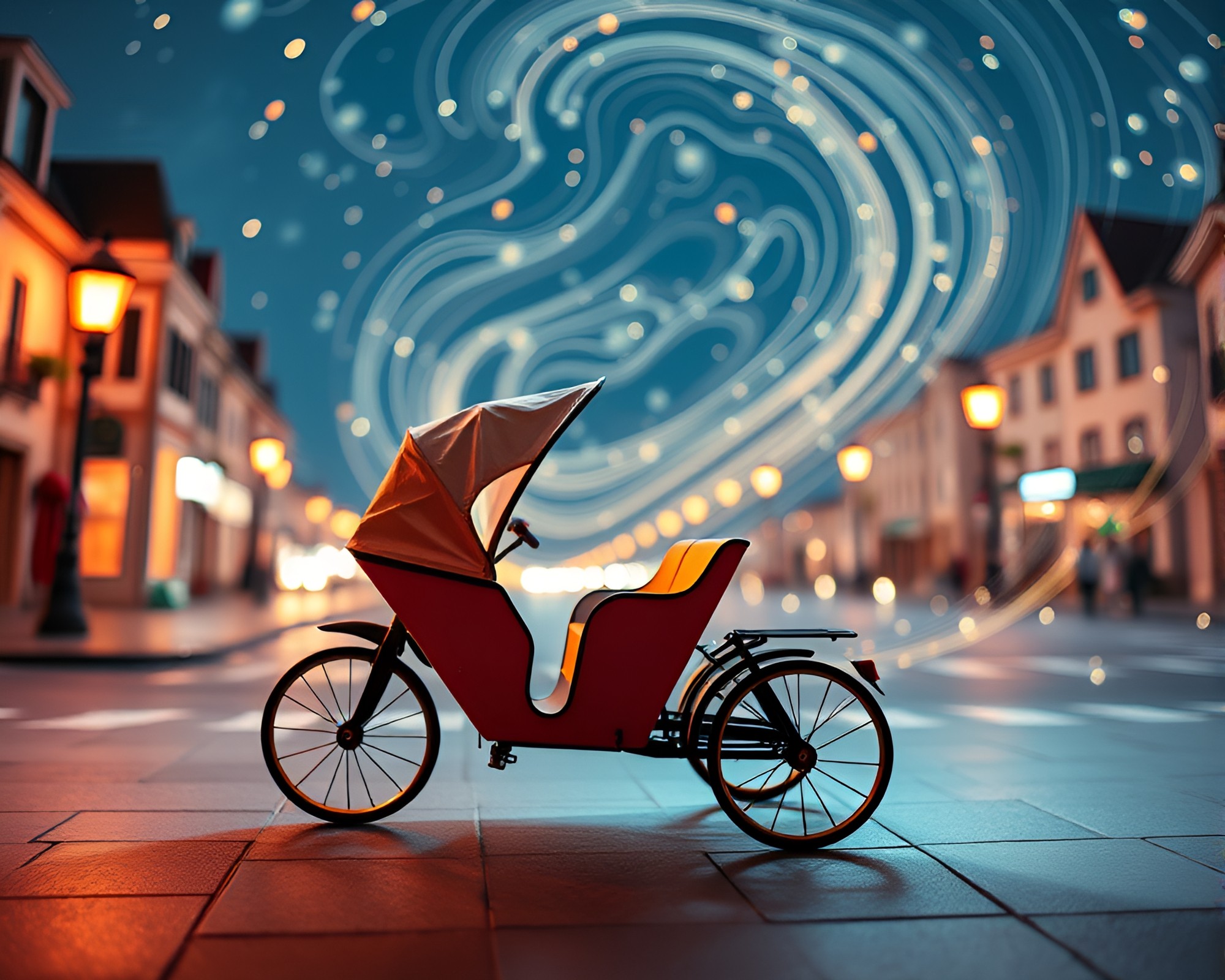 Cosmic Origami Rickshaw Under Milky Way Swirl – free AI stock image