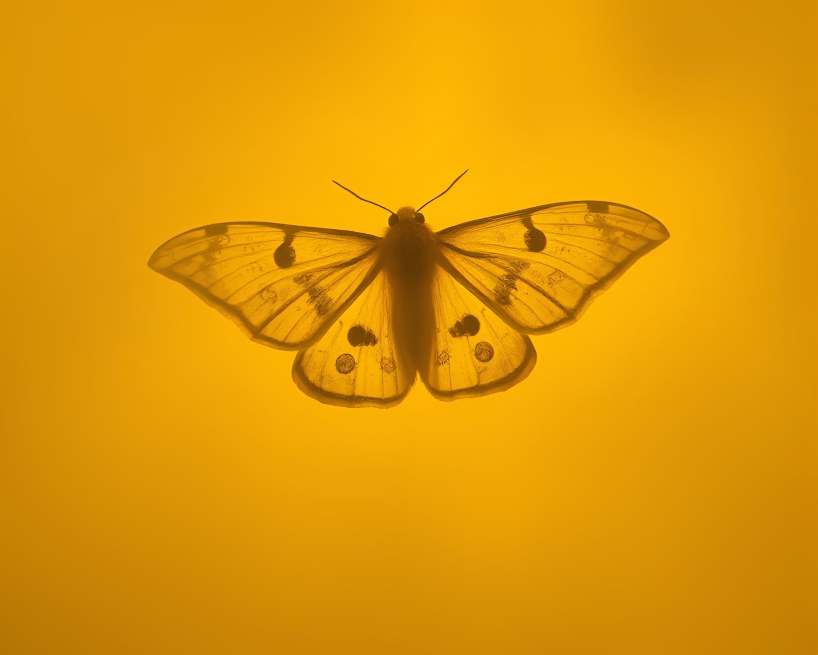 Ethereal moth surrounded by glowing fog in ultraviolet tones