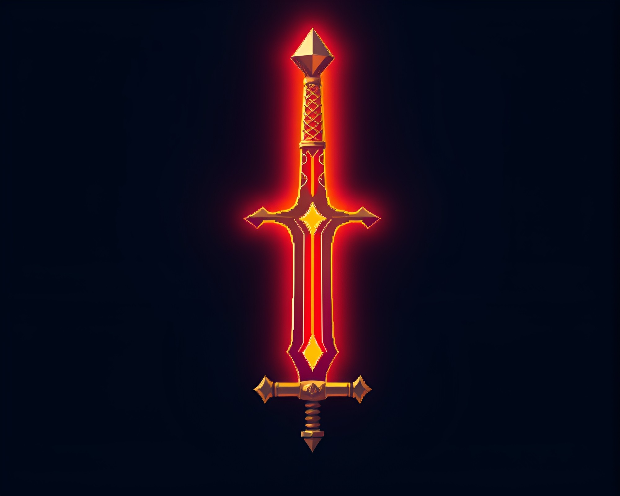 Sword of Topaz Brightness in Pixelated World – free AI stock image