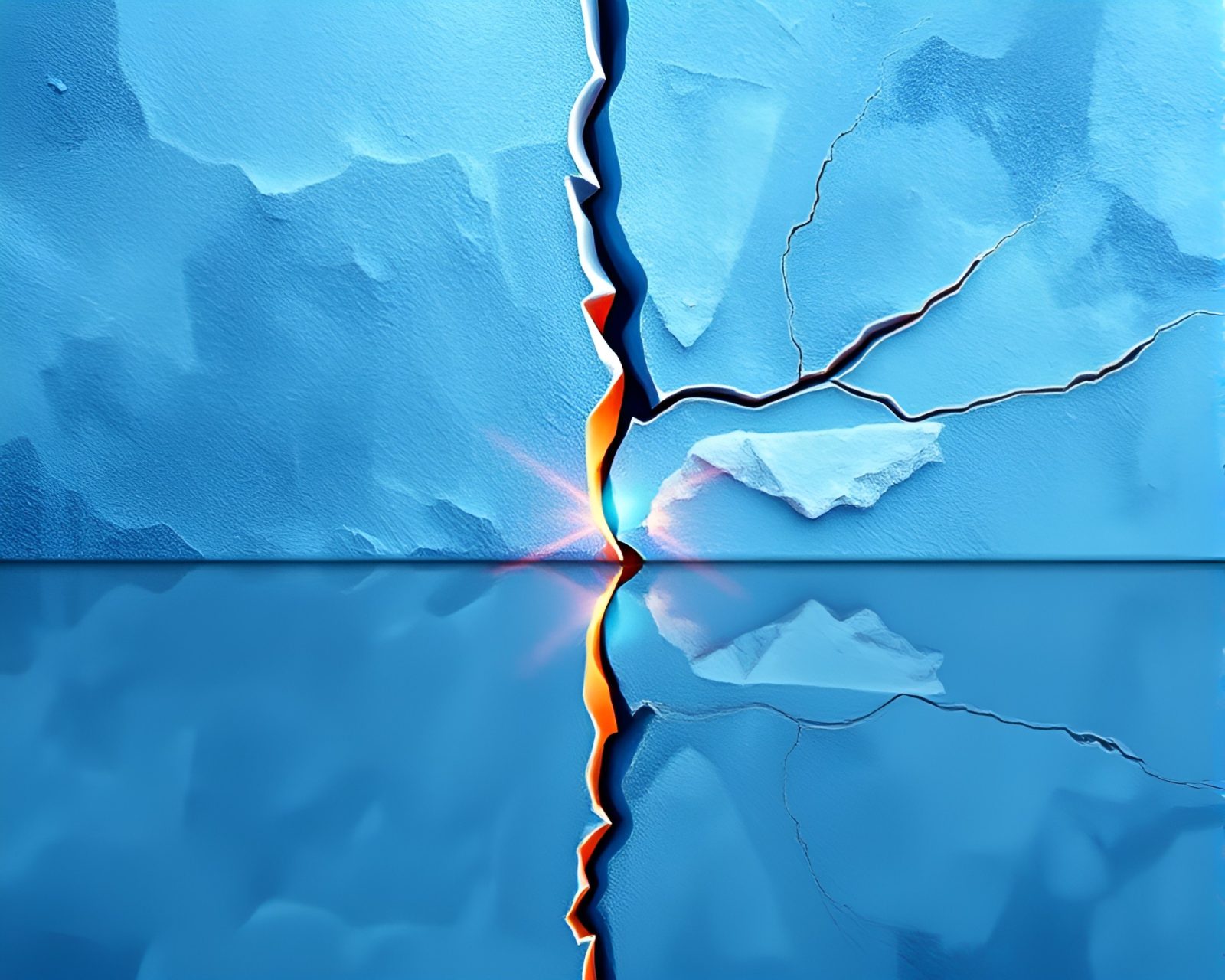 Voxel art of figure in frozen ice landscape