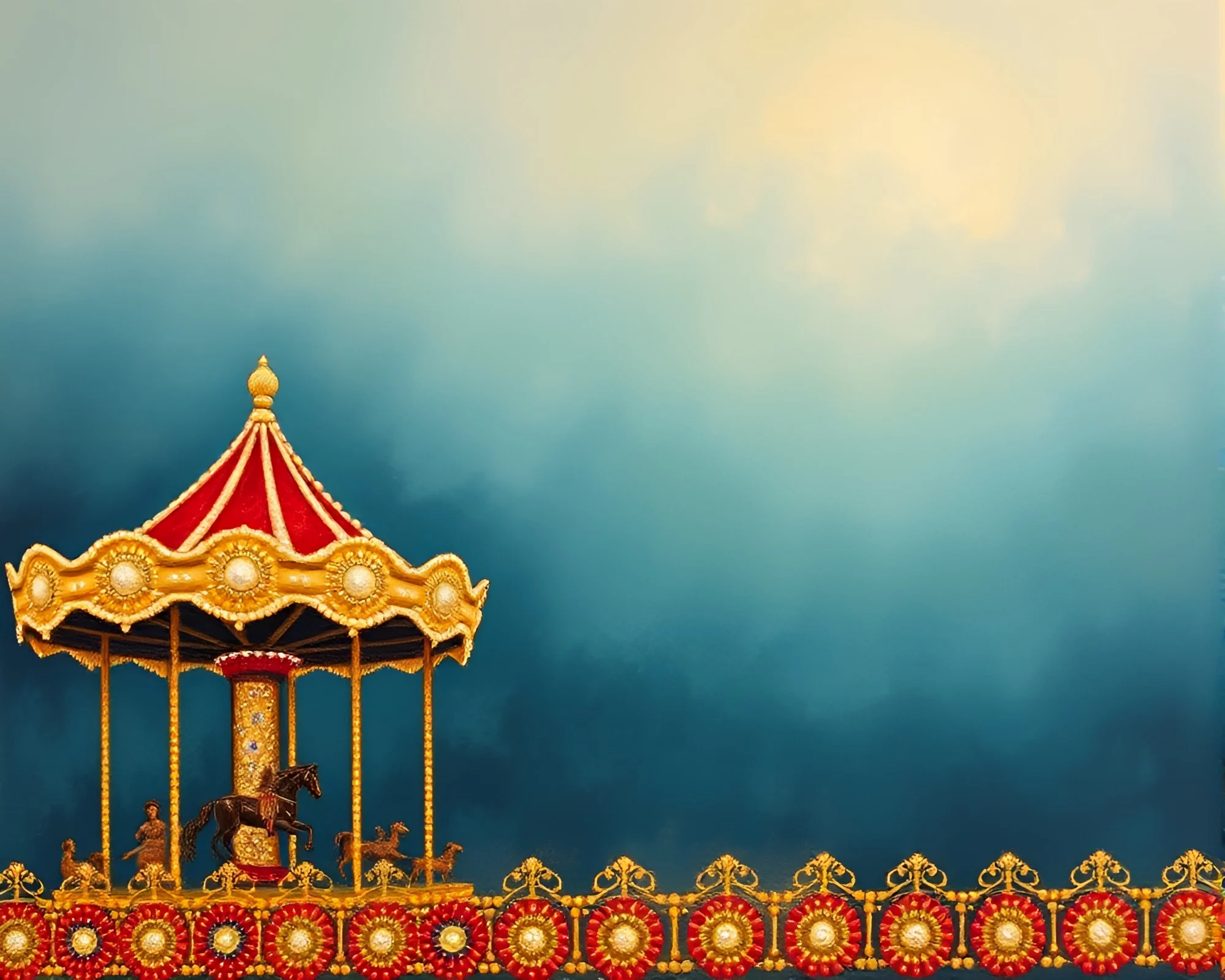 Carnival Carousel Beadwork Palette Knife Painting