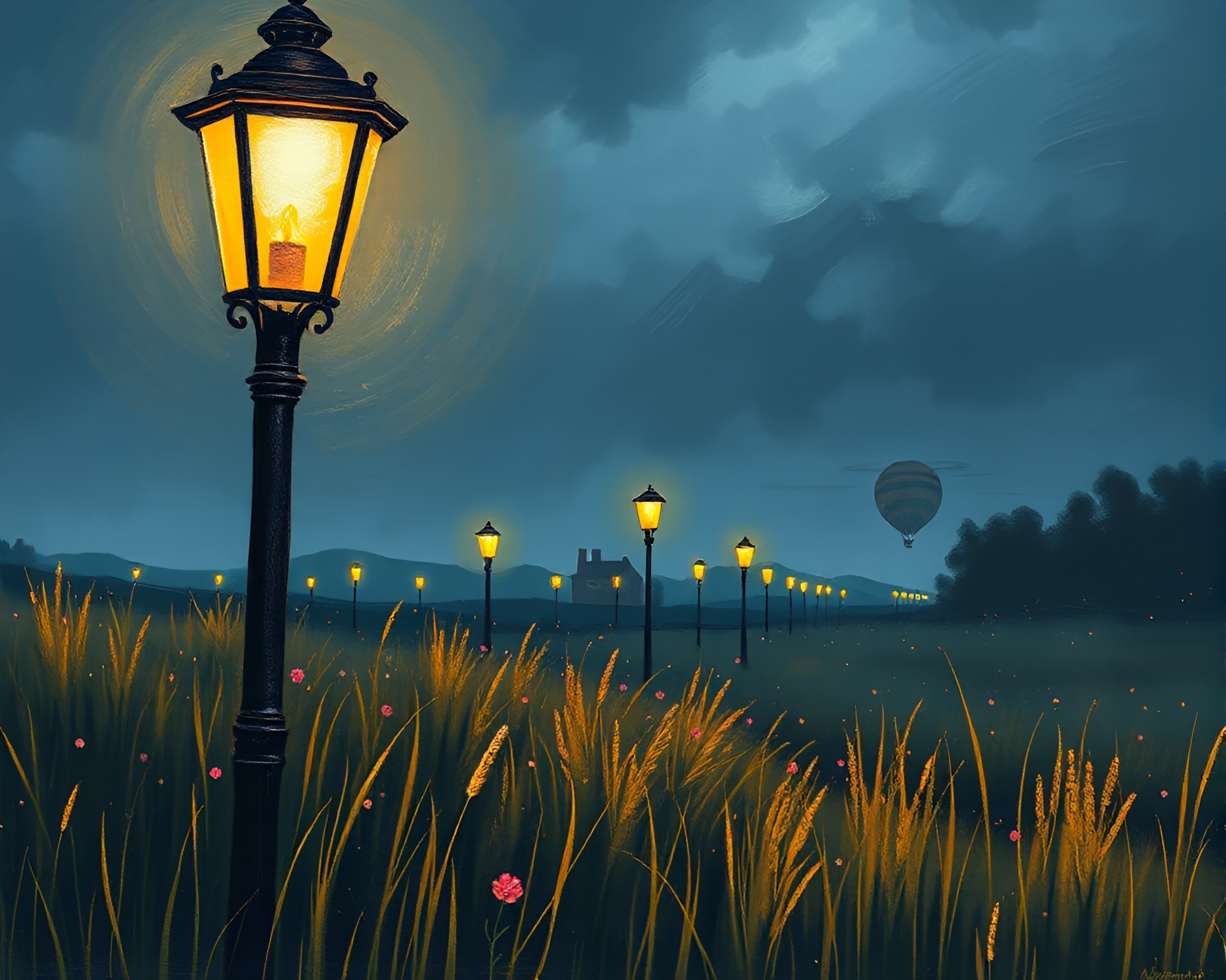 Mystical Runic Streetlamp Illumination – free AI stock image