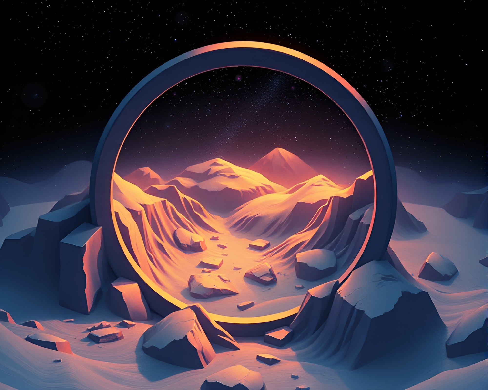 Astral Projection in Isometric Circular Frame Illustration – free AI stock image