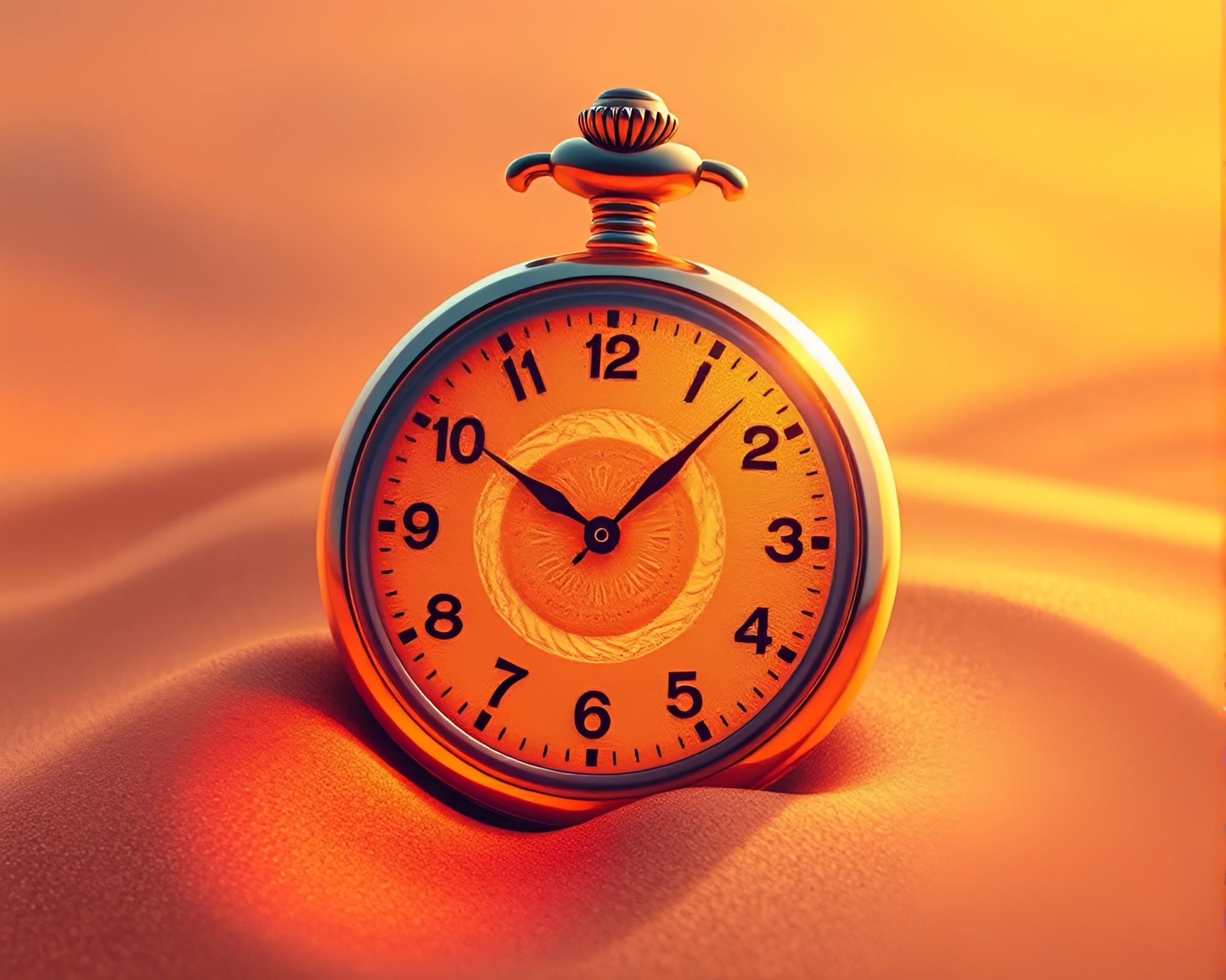 Futuristic Sand Swirl Pocket Watch Illustration – free AI stock image