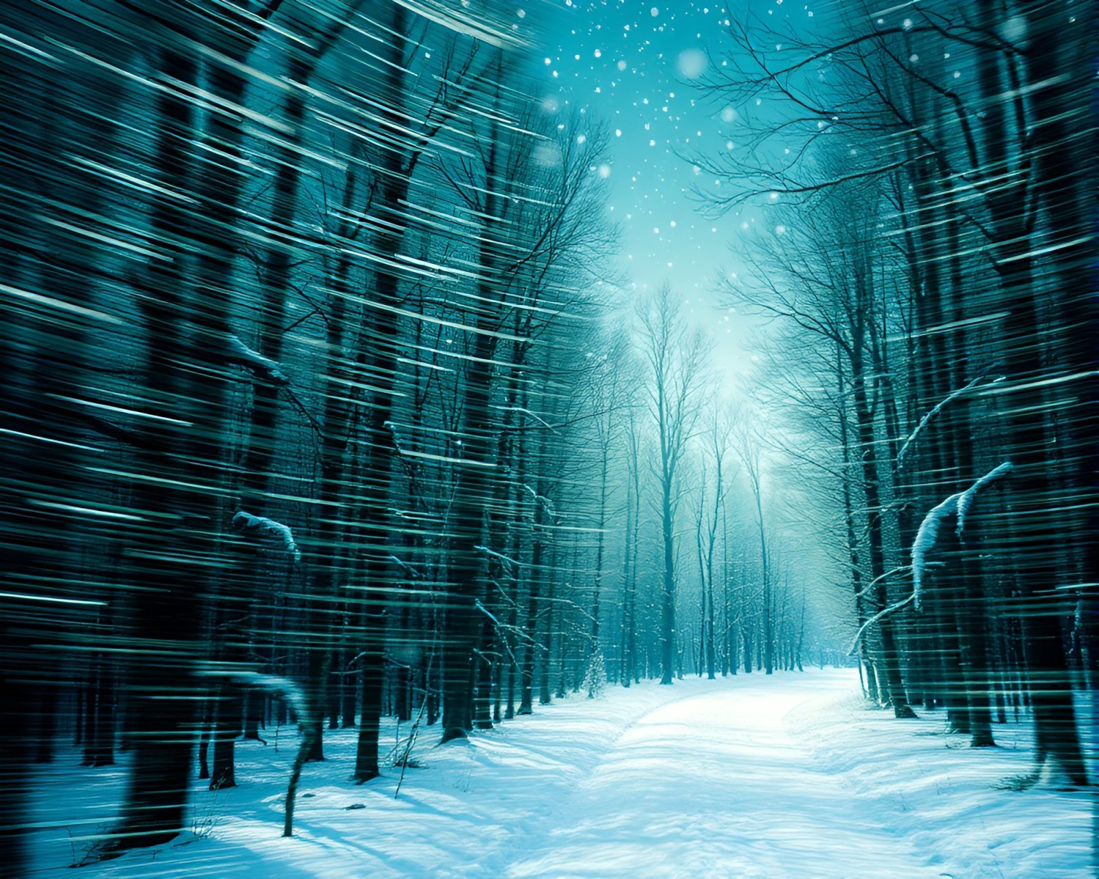 A magical forest scene in pointillism style with motion capture