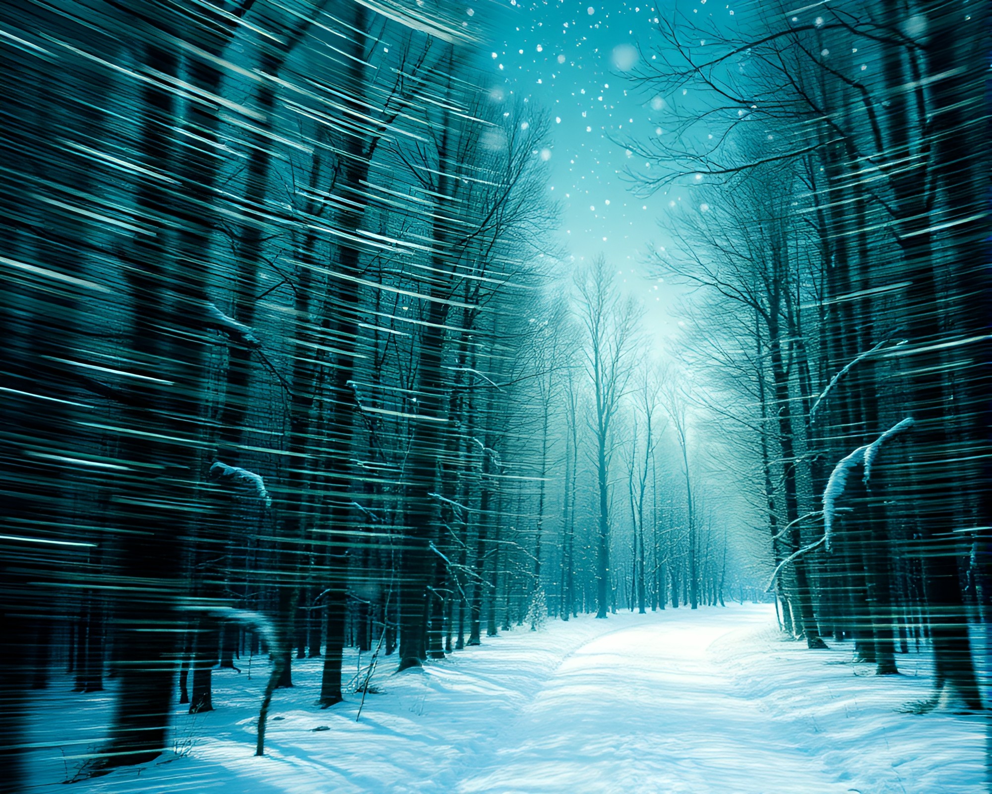 Enchanted Winter Wonderland: Pointillism Motion Capture – free AI stock image