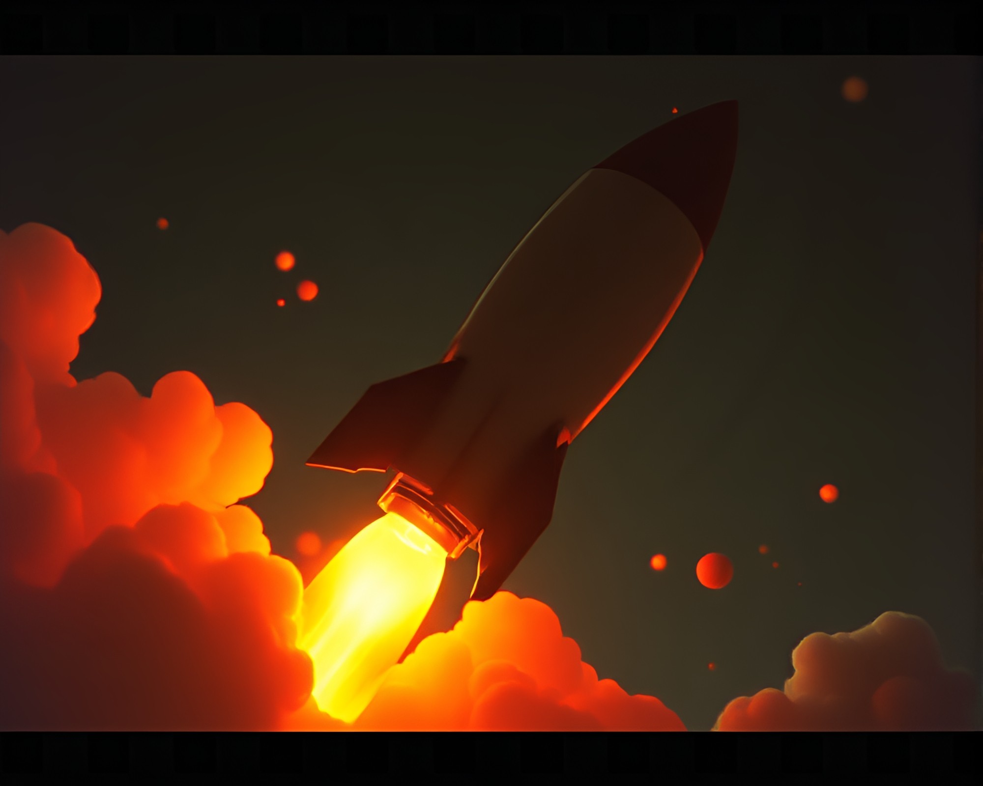 Sparkling Rocket Surrounded by Bubble Clusters – free AI stock image