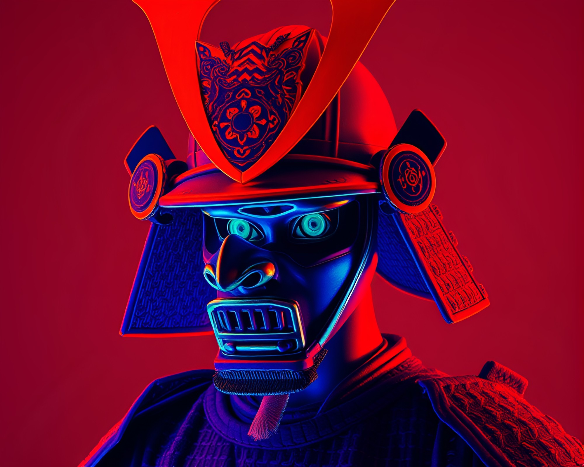 Samurai Helmet in Thermal Fashion Illustration Studio Shot – free AI stock image