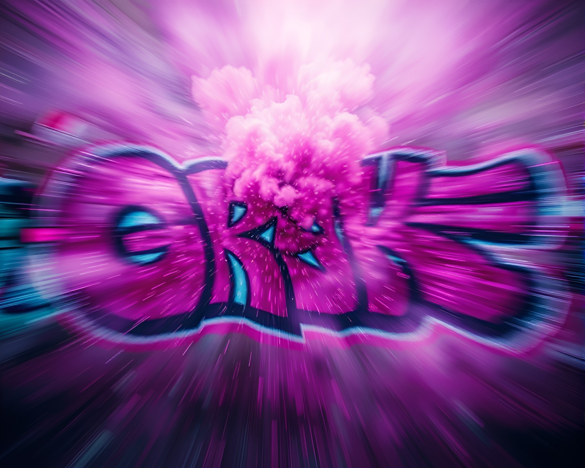 Graffiti Astral Projection in Motion Blur Dust Overlay – free AI stock image