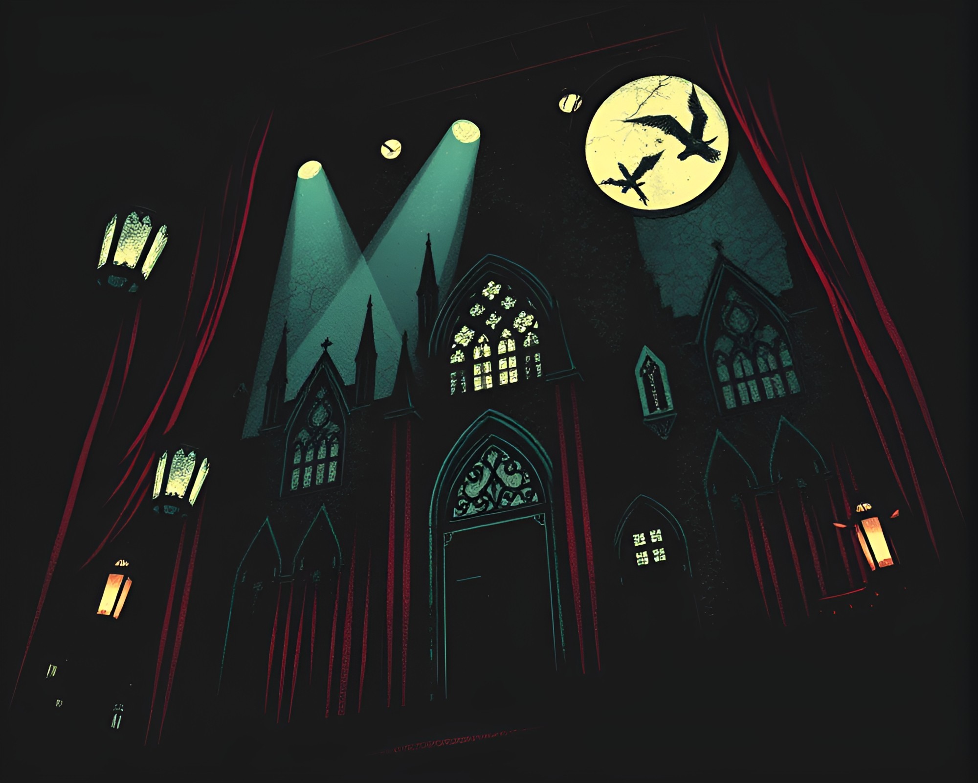 Vector Gothic Collage in Theatrical Halftone Horror – free AI stock image