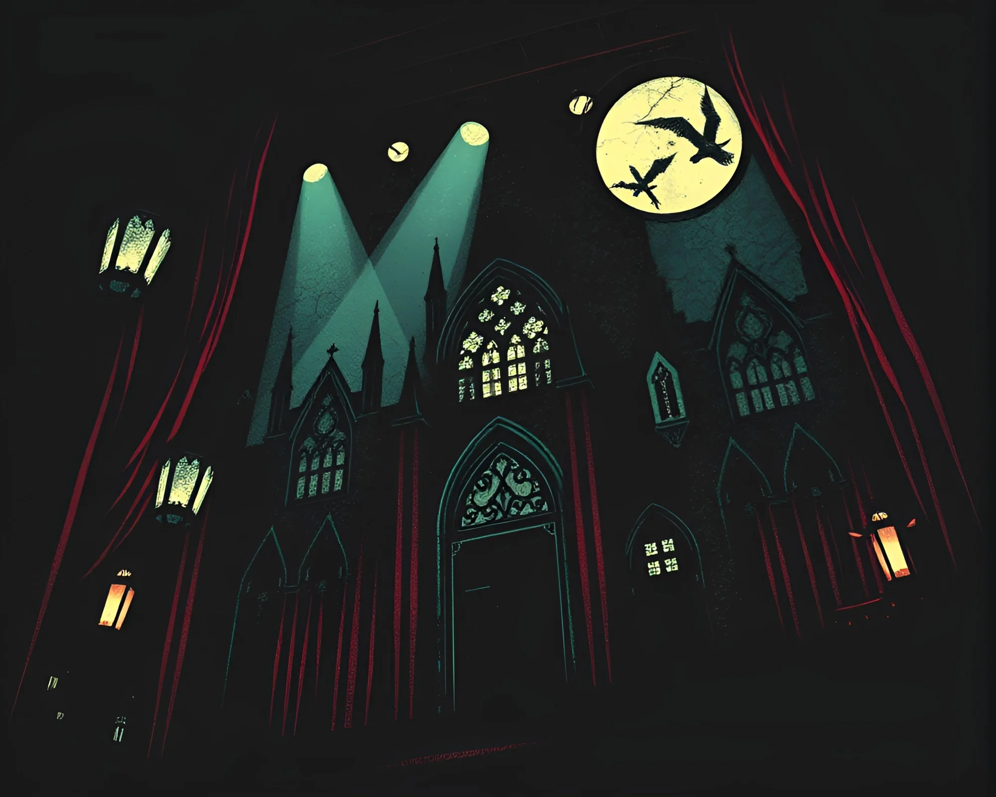 Vector Gothic Collage in Theatrical Halftone Horror