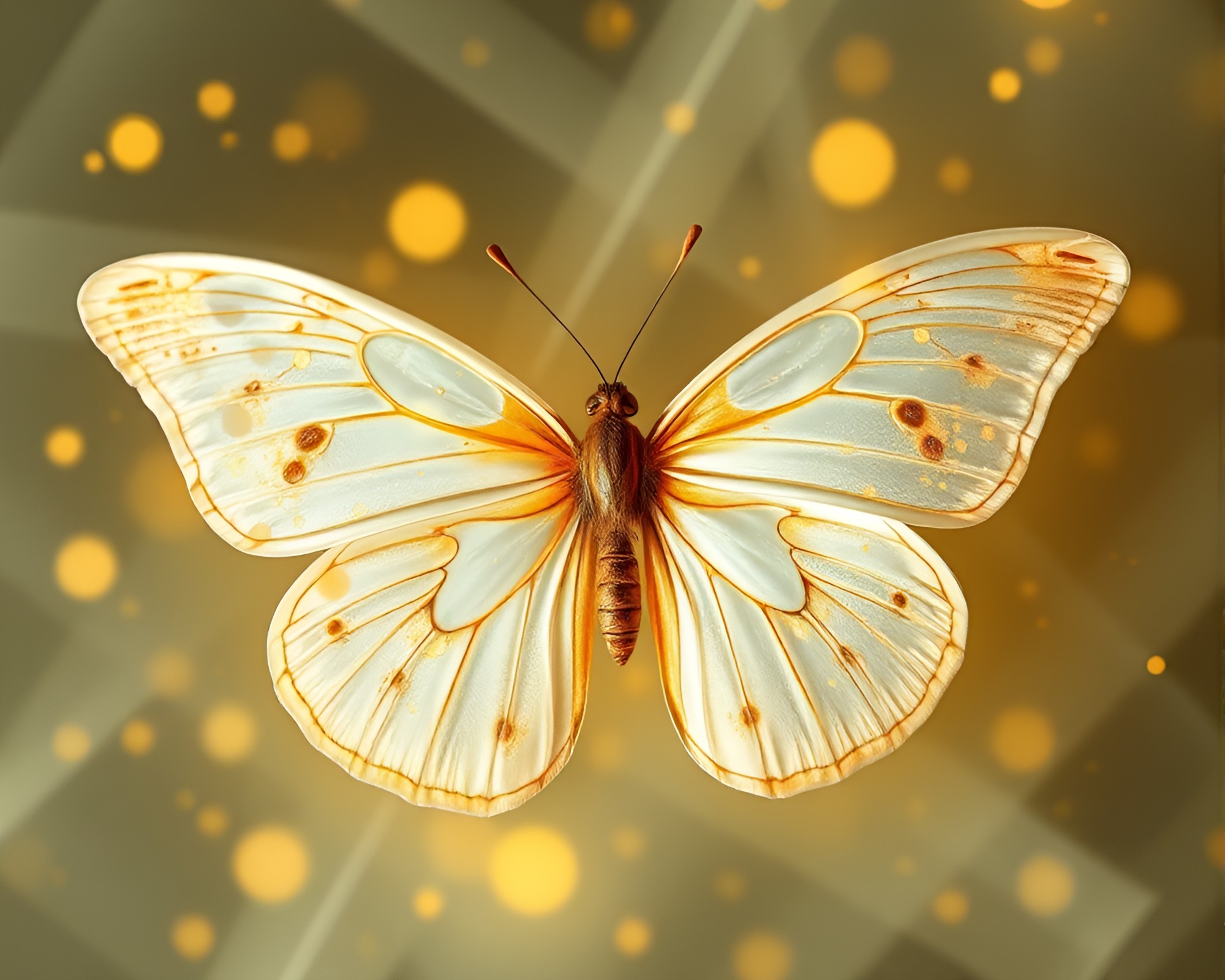 Mildew Spots Embrace Silk Butterfly in Kinetic Art – free AI stock image
