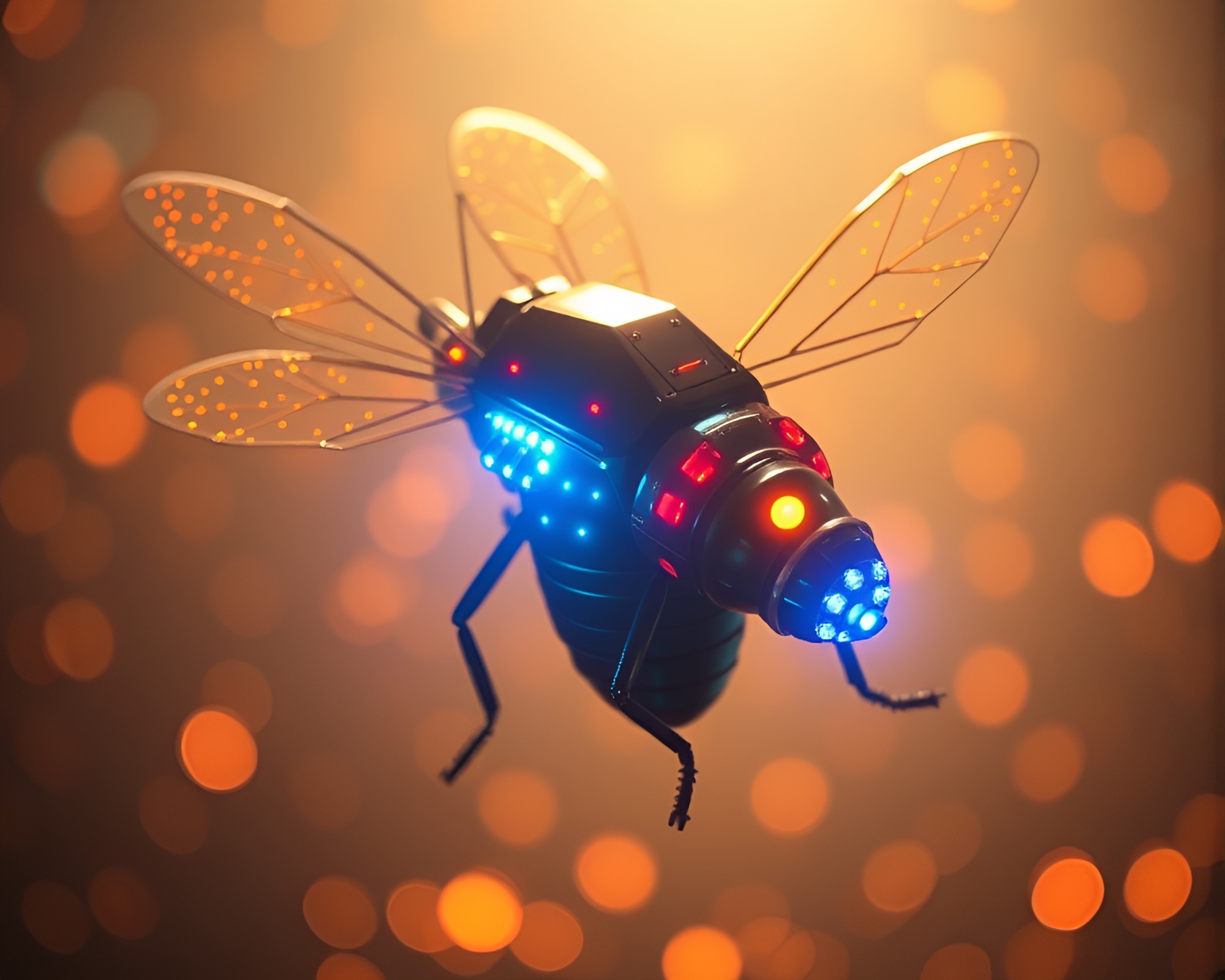 Futuristic Jetpack Rider in Luminous Dot Matrix Forest – free AI stock image