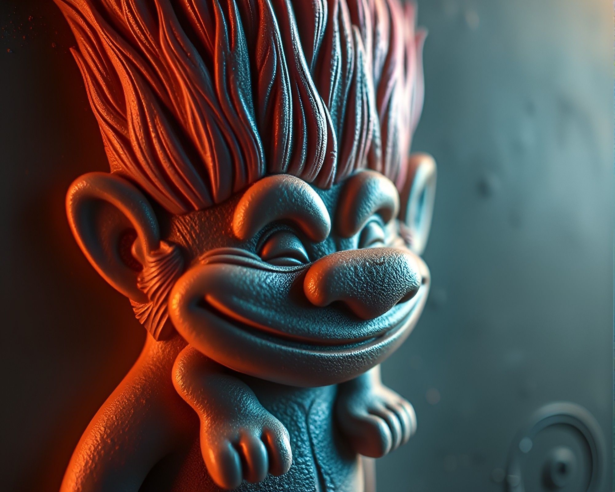 Engraved Troll Portrait in Soft Pastel Lighting – free AI stock image