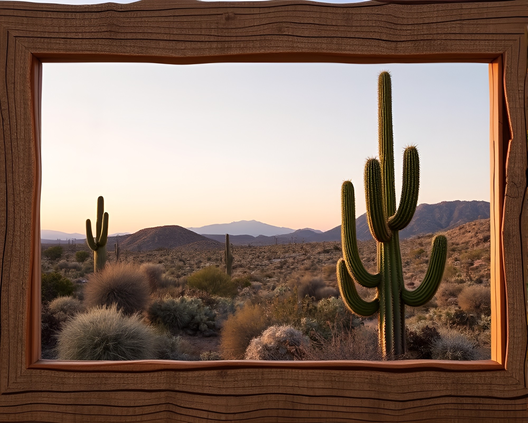 Desert Cactus Oasis Photocollage Composition – free AI stock image