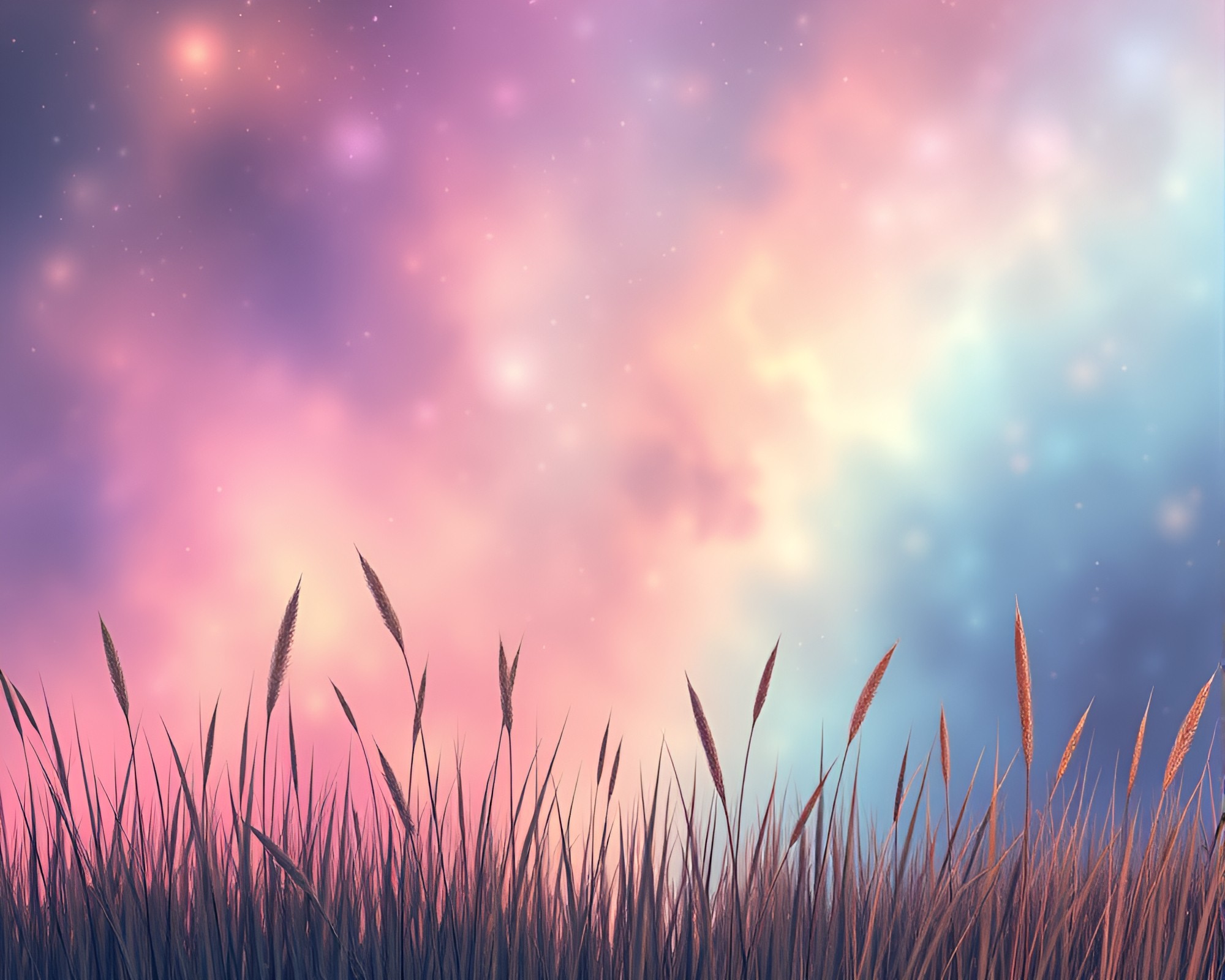 Pastel Savannah: Cosmic Grass Softly Blurred – free AI stock image