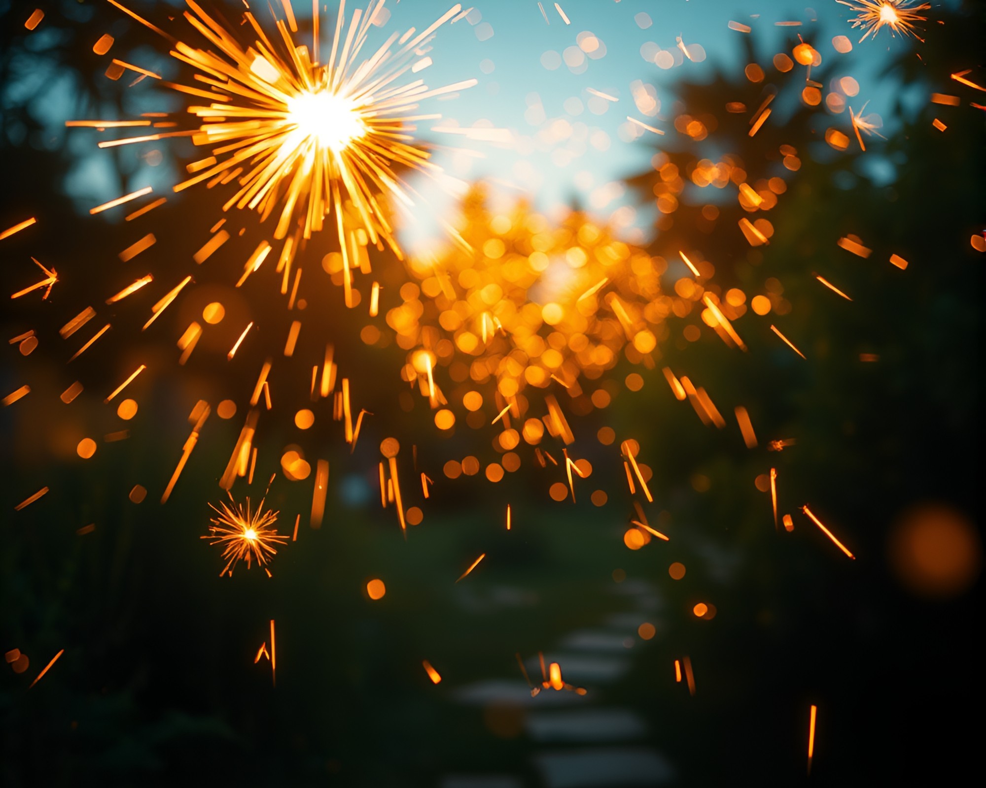Cybernetic Sky Garden Illuminated by Sparkler Trails – free AI stock image