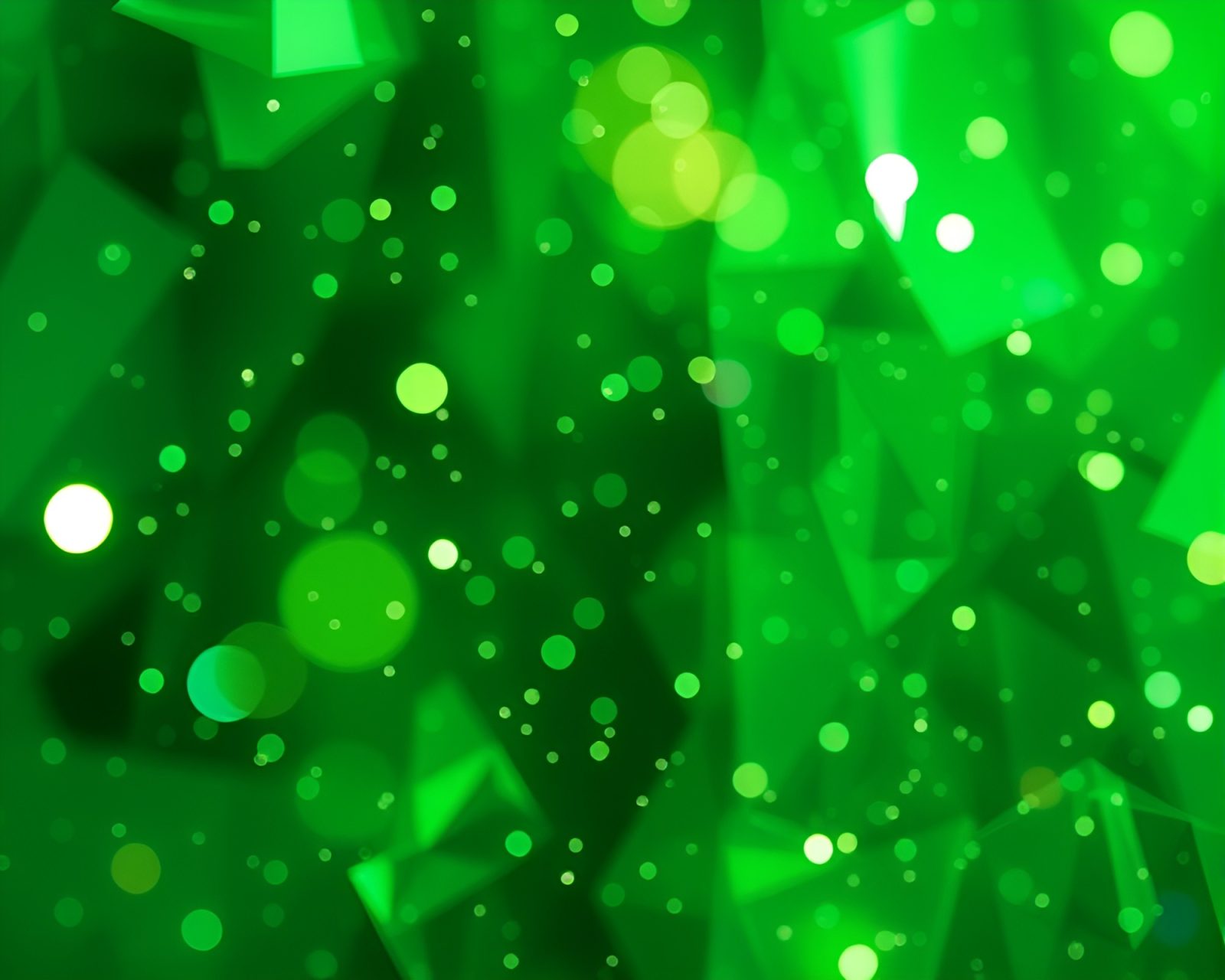 Origami crystal hologram floating in green misty rainforest