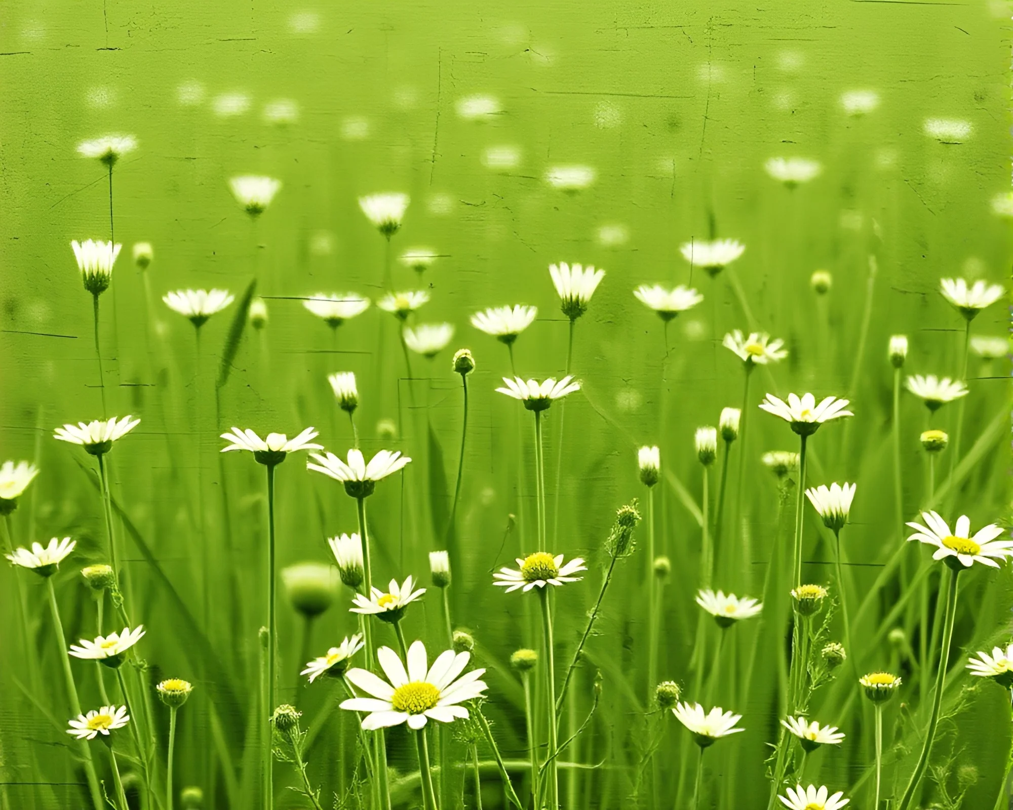 Trompe-l’oeil Monochrome Green Floral Meadow