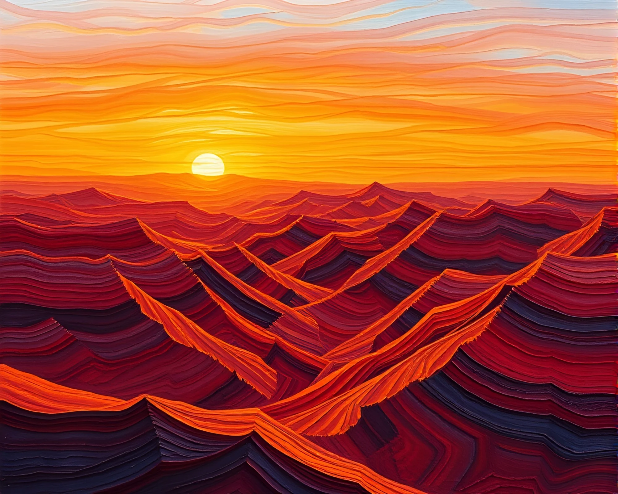 Impasto Time Vortex at Sunset