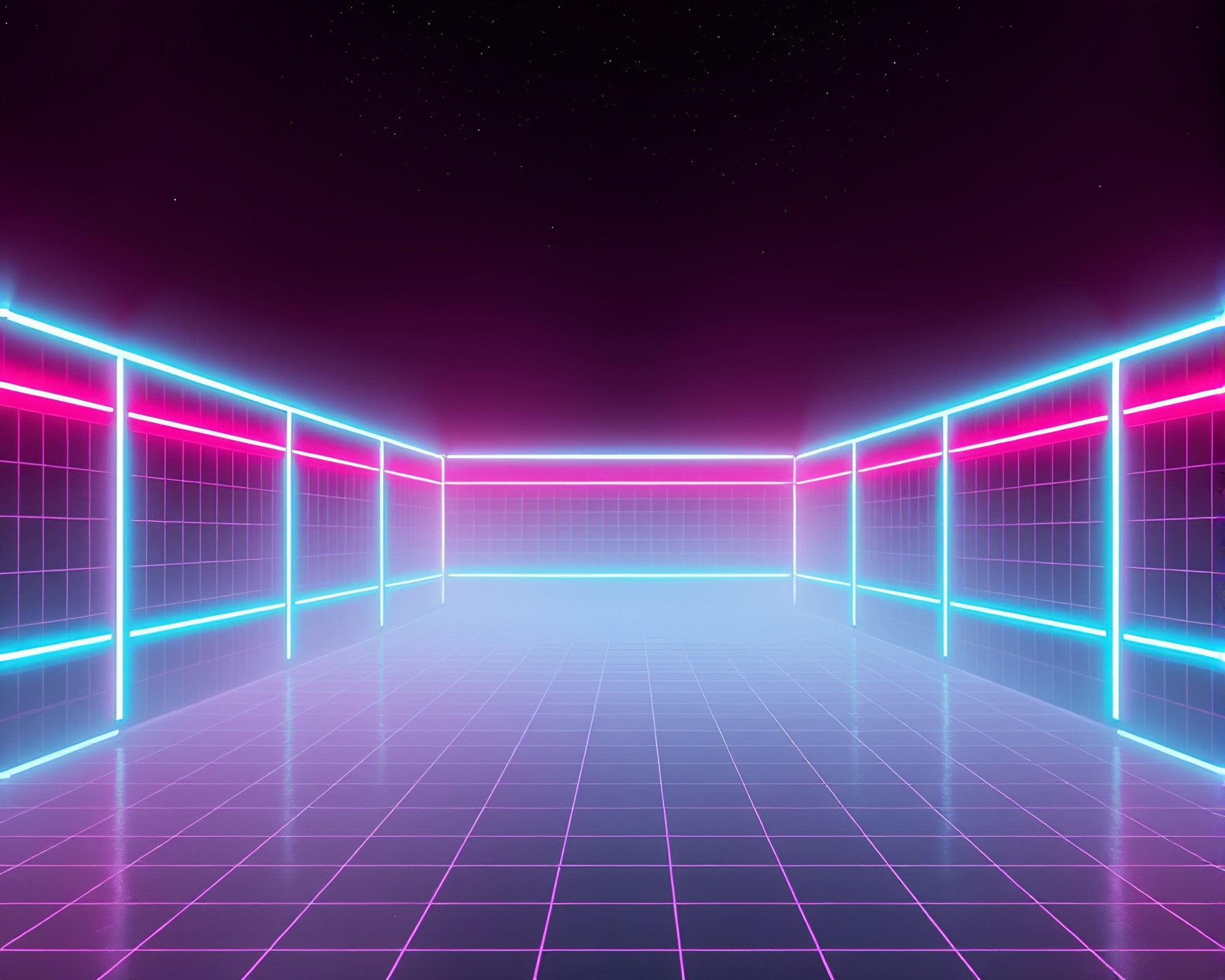 Neon Retro Wave Grid in Dystopian Cosmic Dust – free AI stock image