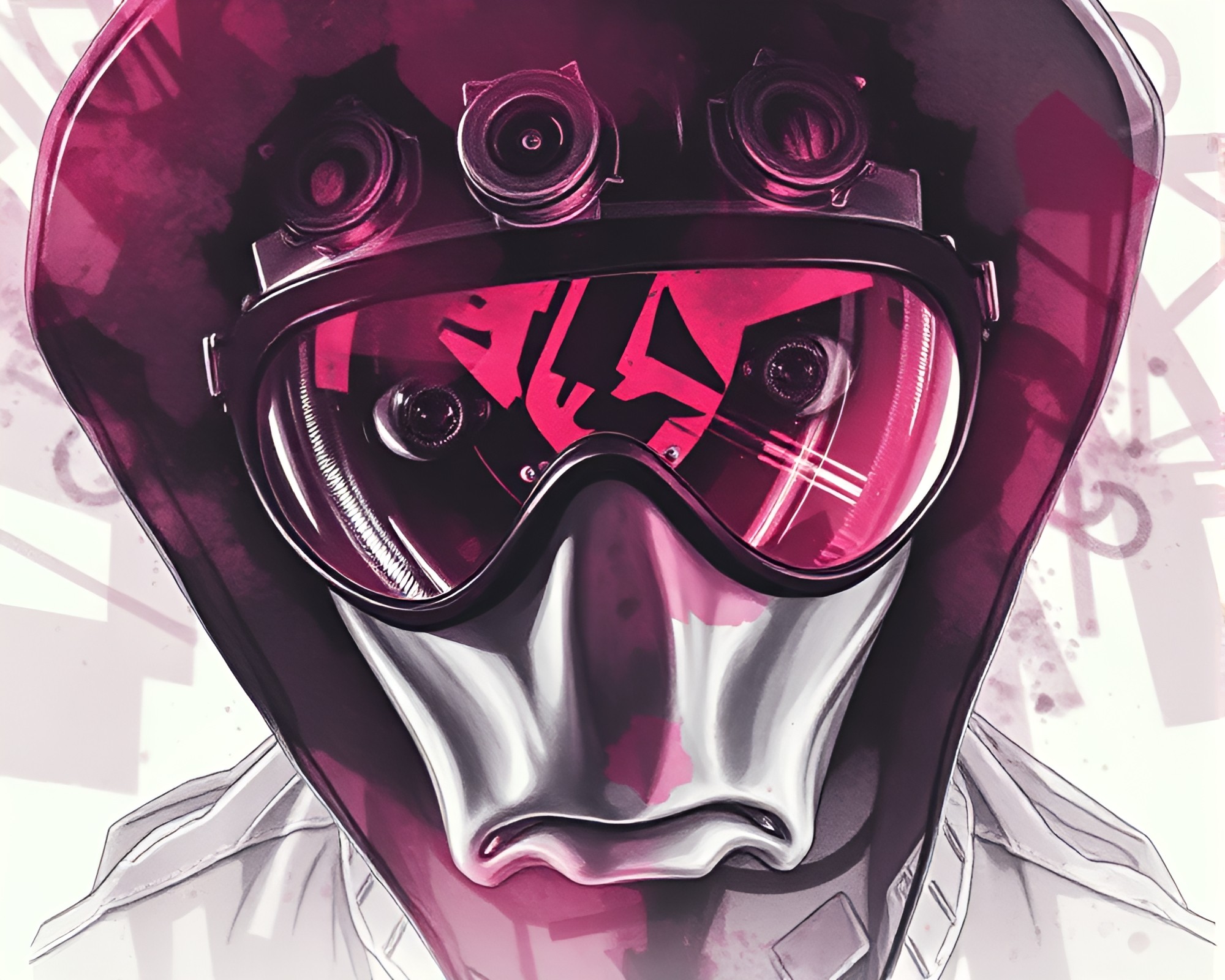 Neon Cyberpunk Vigilante in Fisheye Prism Vision – free AI stock image