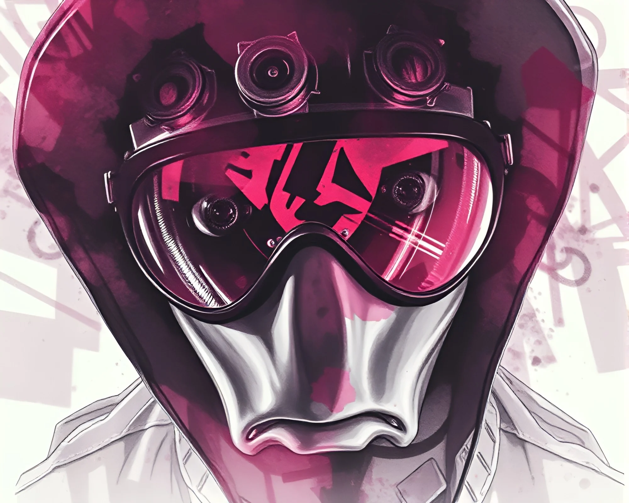 Neon Cyberpunk Vigilante in Fisheye Prism Vision