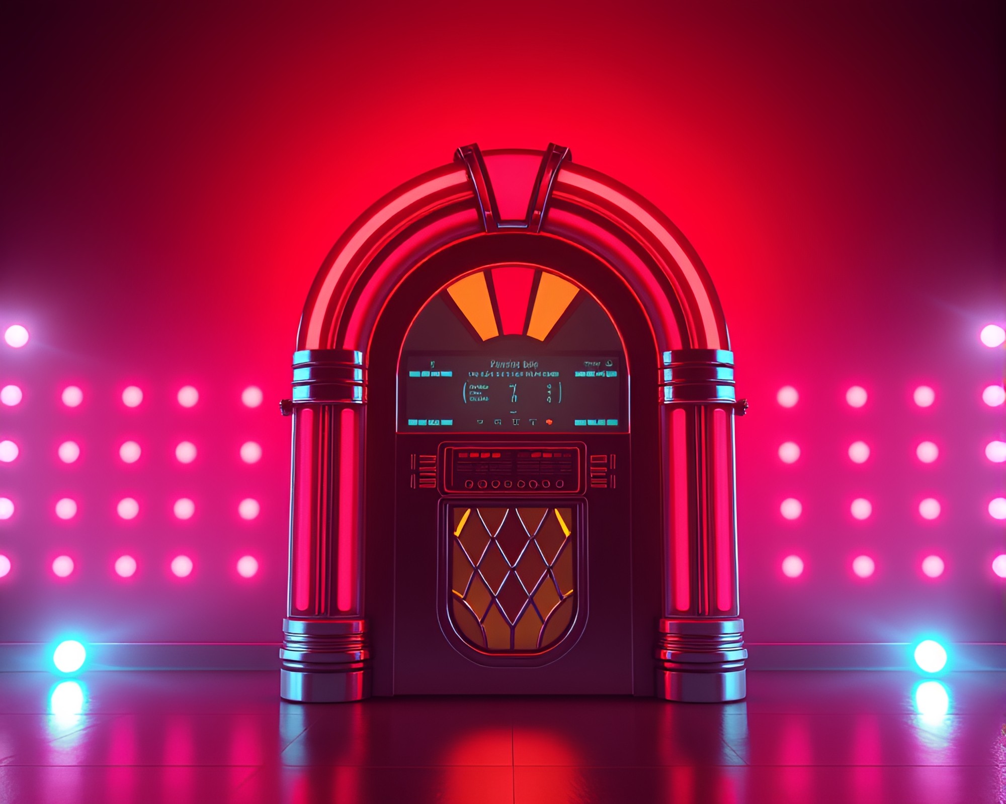 Retro Jukebox Under Solar Flare Glow – free AI stock image