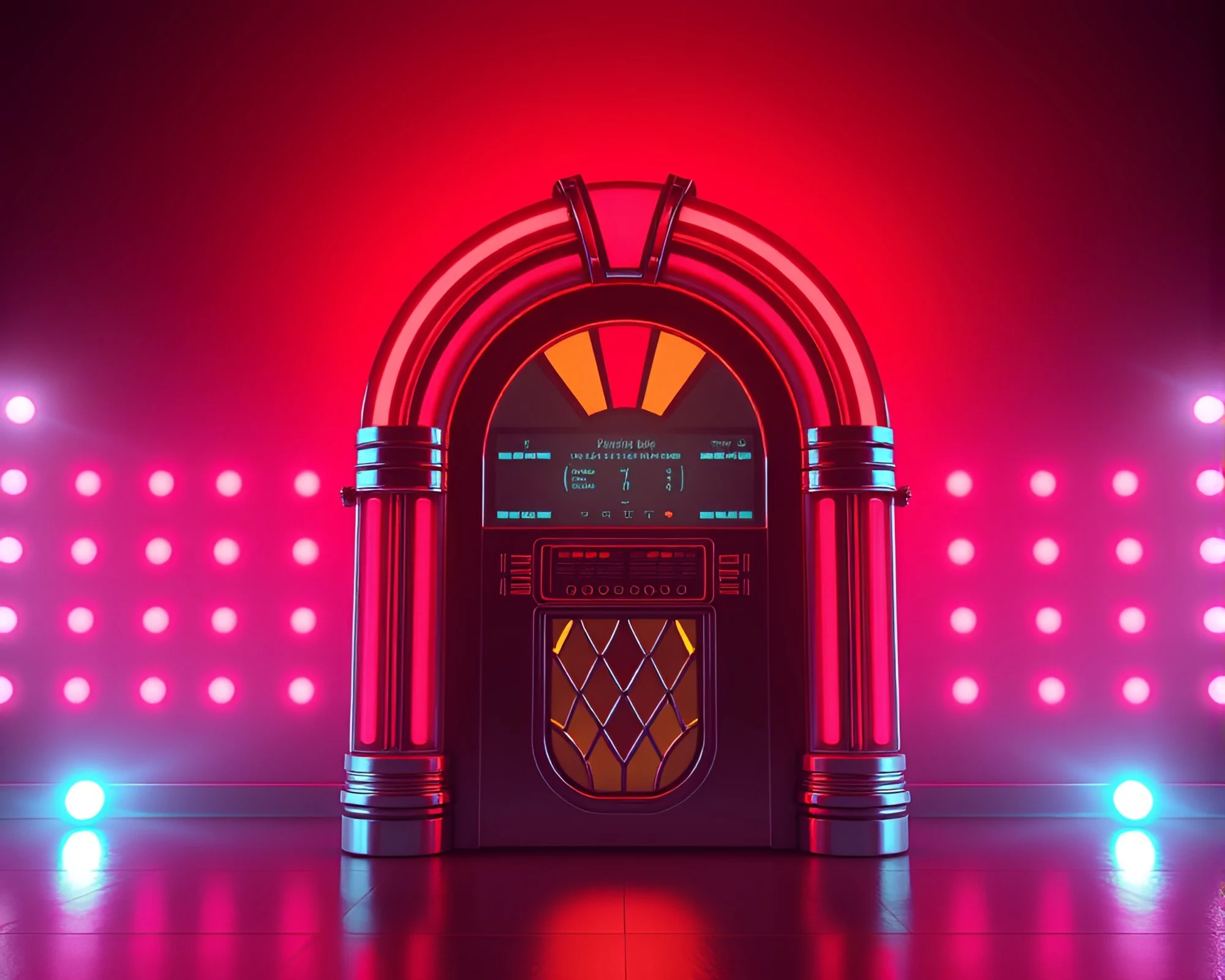 Retro Jukebox Under Solar Flare Glow