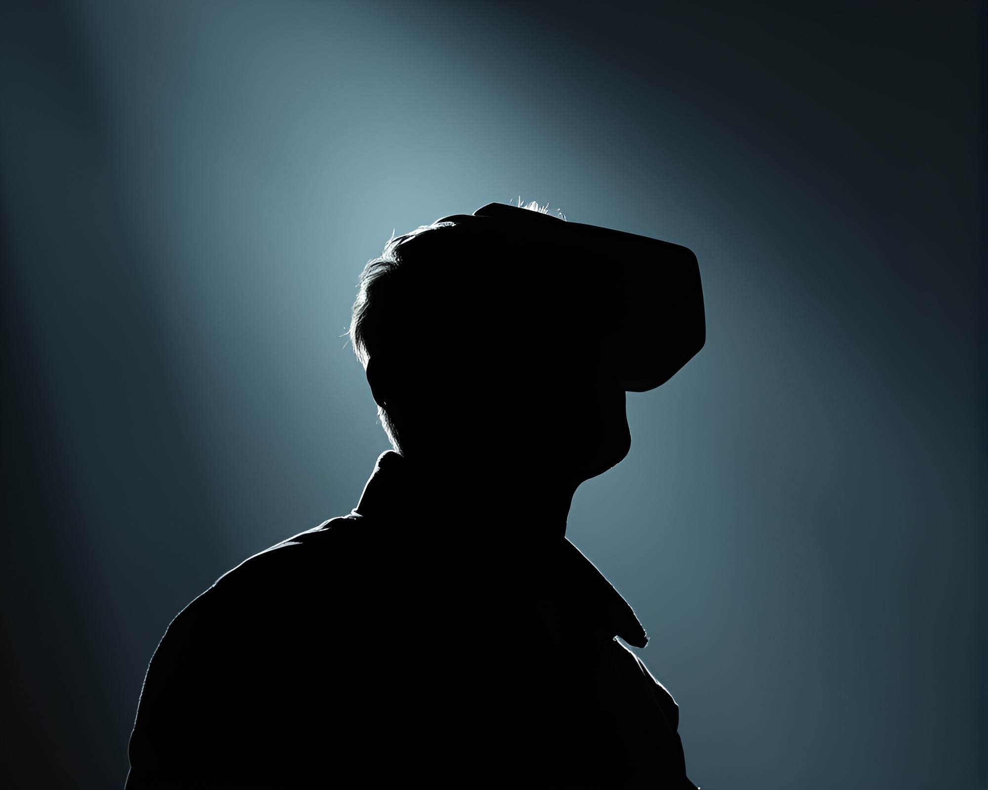 Silhouetted Virtual Reality Hub in Crosshatch Faded Denim – free AI stock image