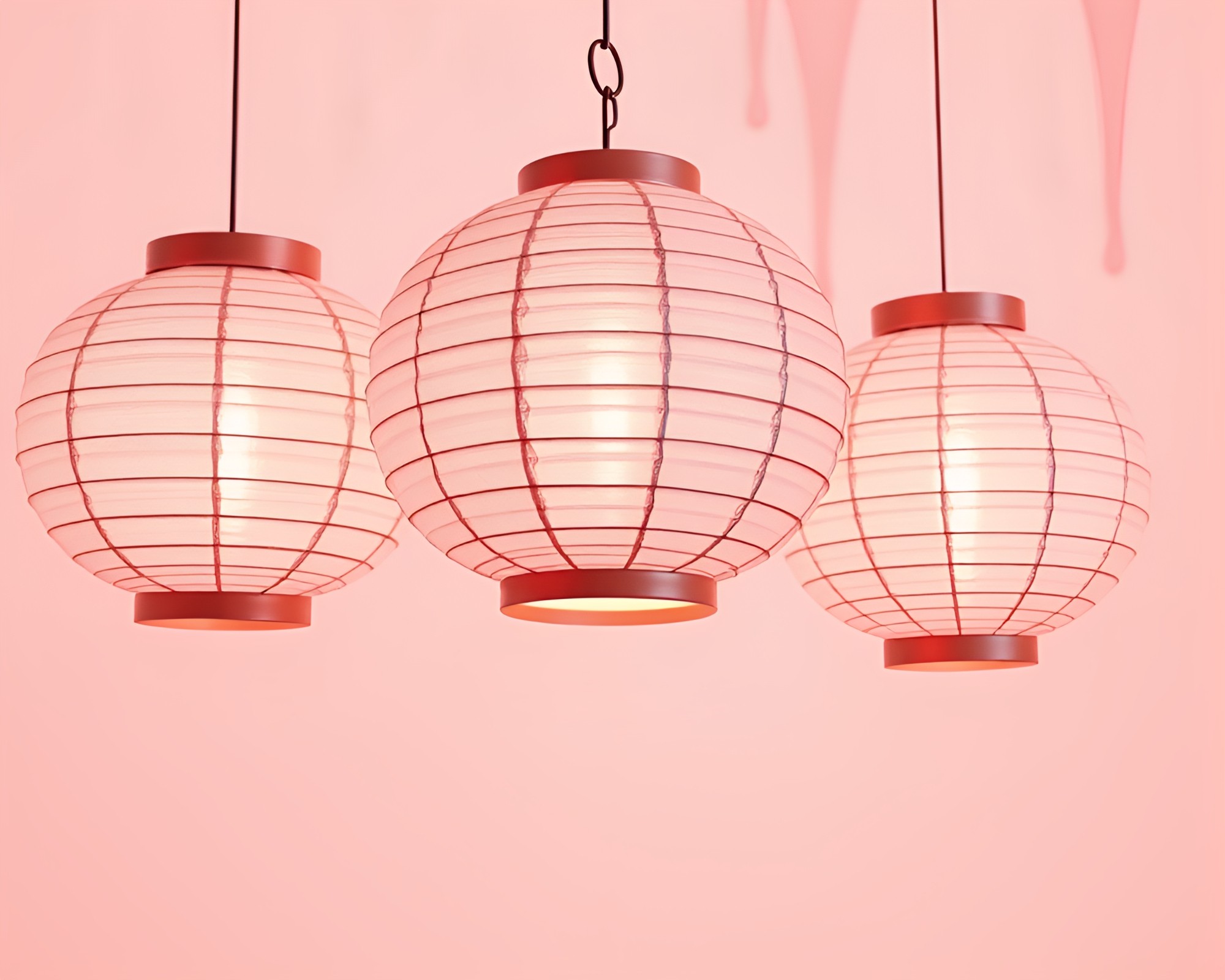 Pastel Drip Painting with Paper Lanterns – free AI stock image