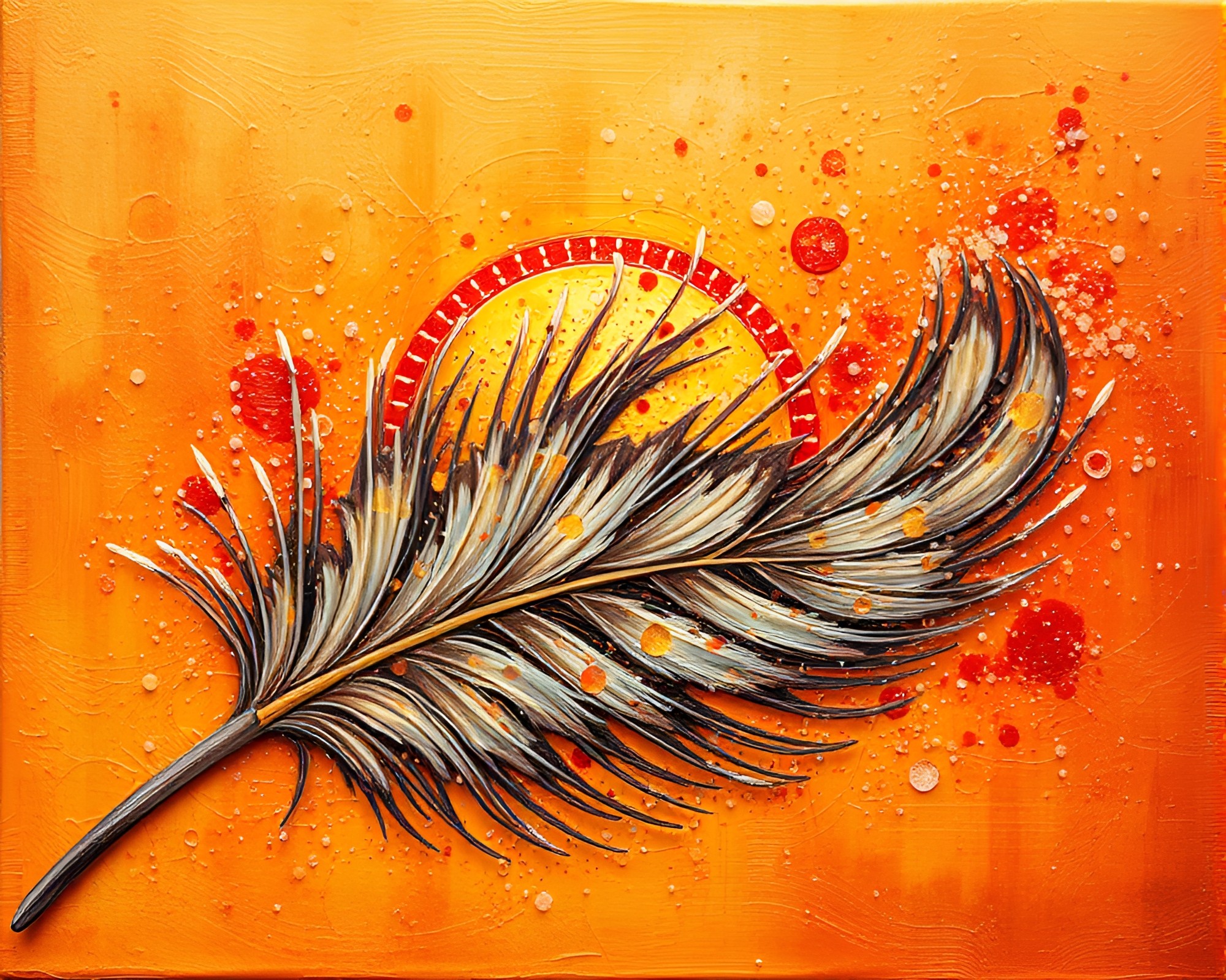 Feather Dusting Circuit: Sunset Palette Knife Painting – free AI stock image