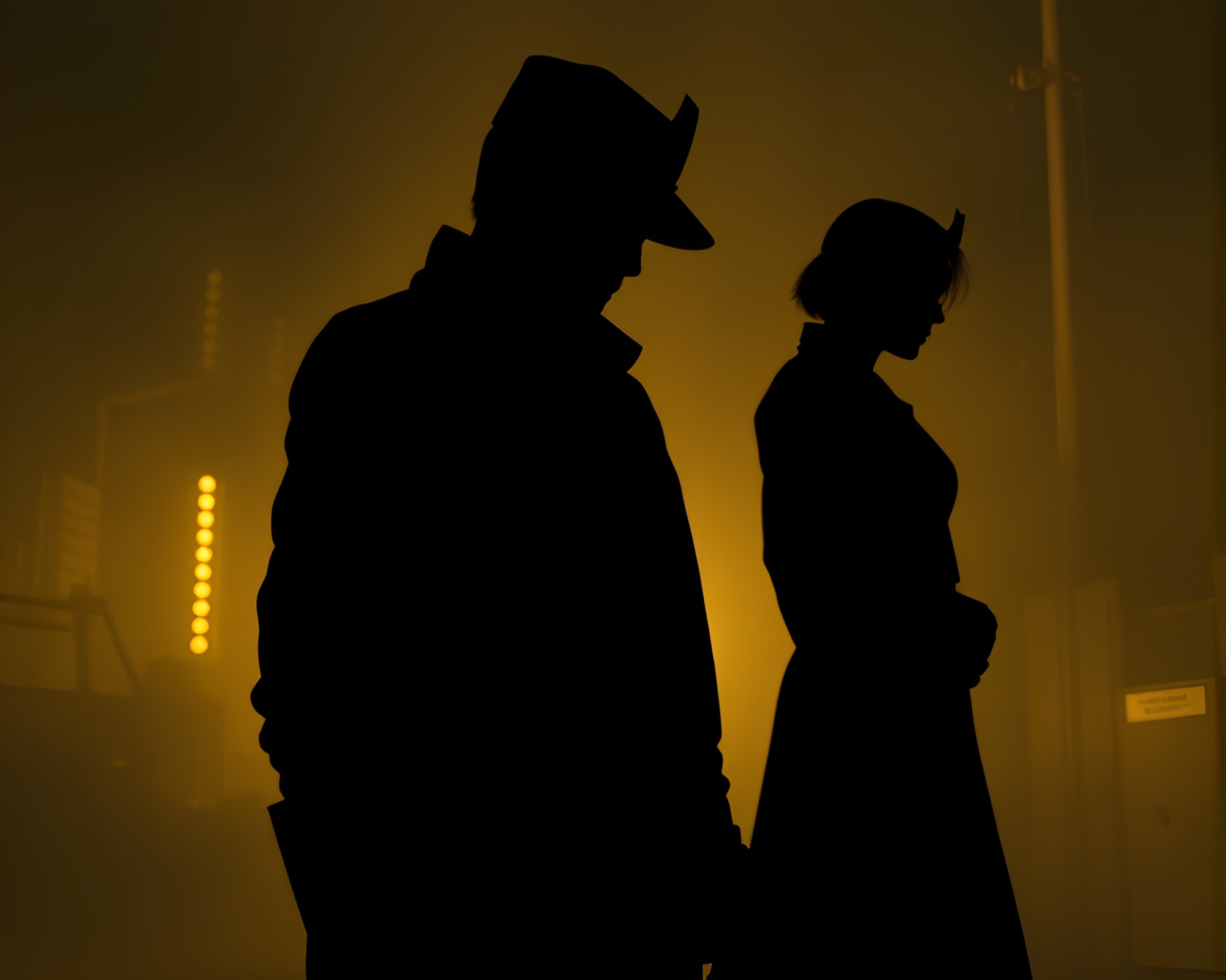 Cyberpunk Vigilante’s Reflection Silhouette in Olive Drab – free AI stock image