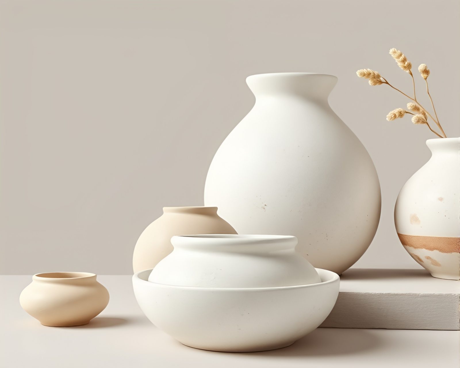 Sculpted pottery in dreamy low-poly watercolor rendering