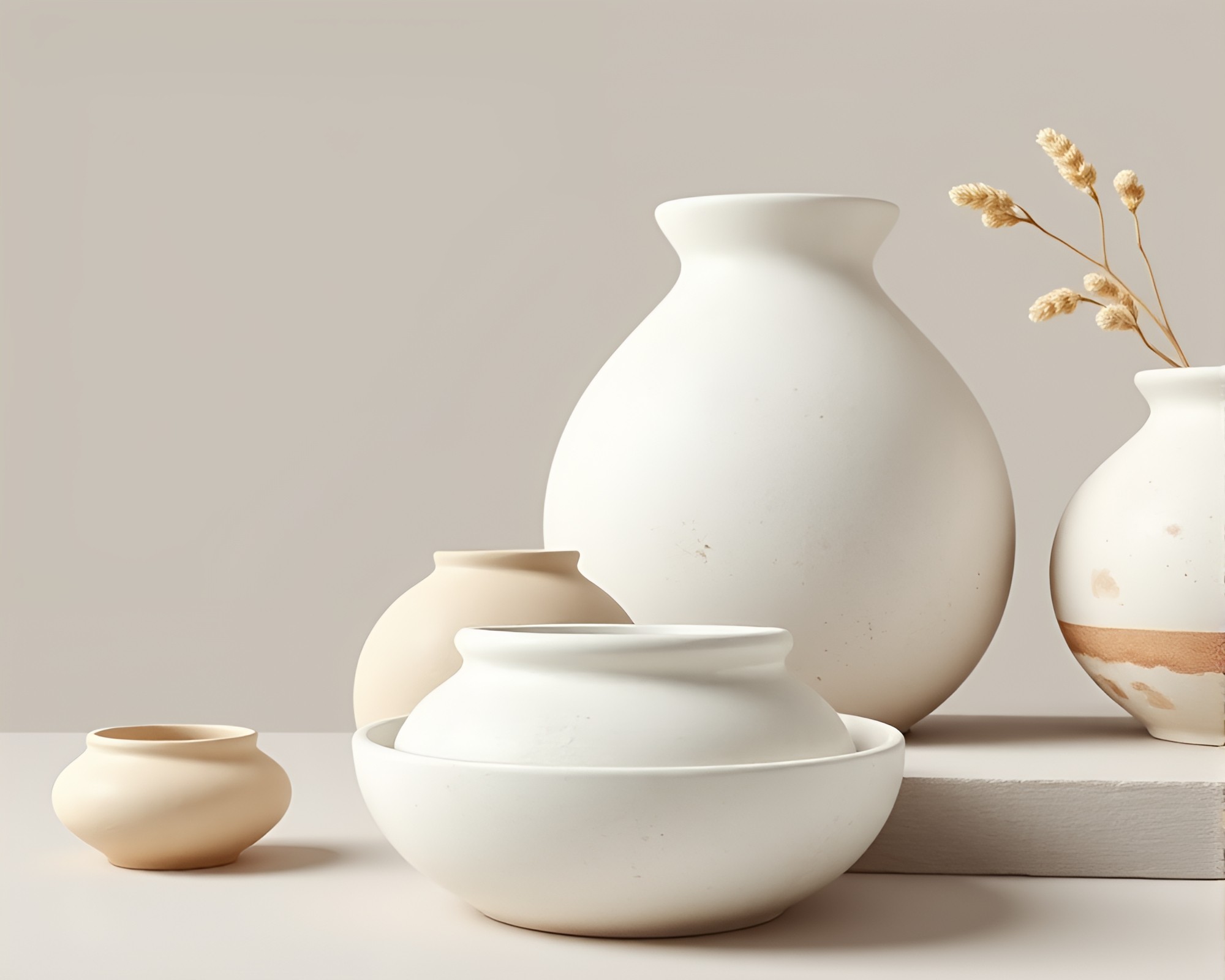 Minimalist Rustic Pottery in Watercolor Low-Poly 3D – free AI stock image