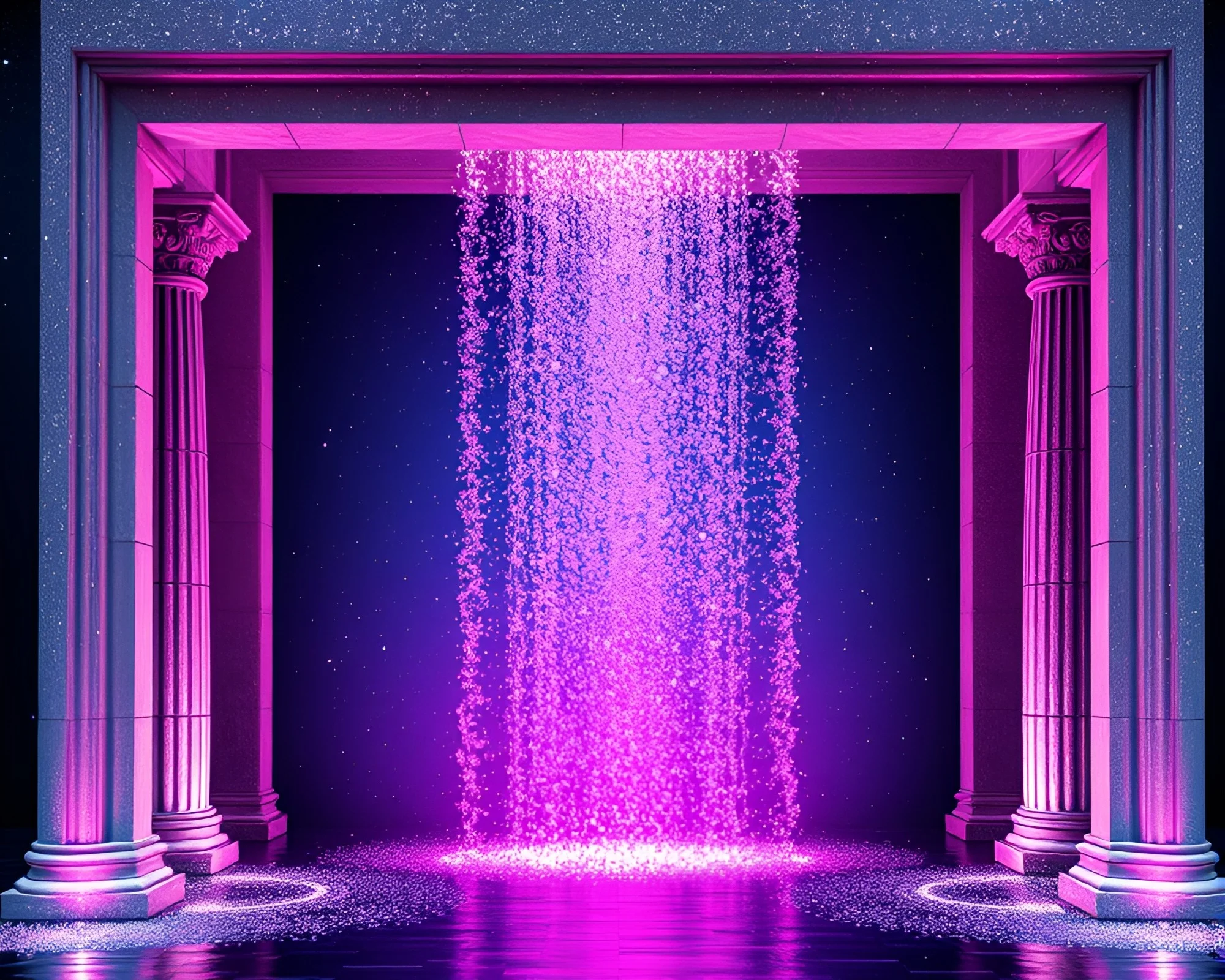 Pop Art Waterfall: Stardust Shimmer Composition