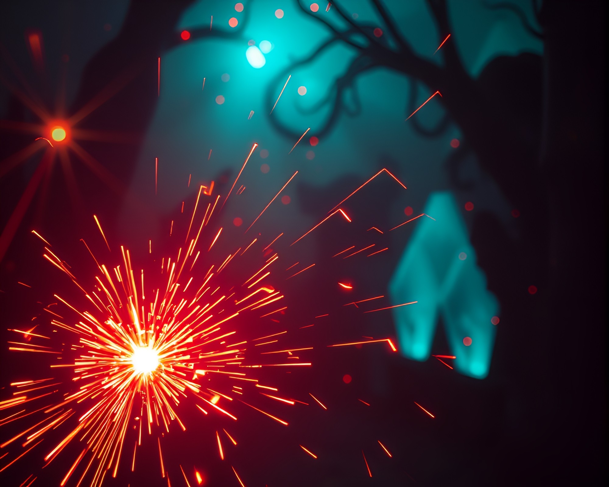 Lovecraftian Horror Sparkler Trails Evoking Surreal Nightmares – free AI stock image