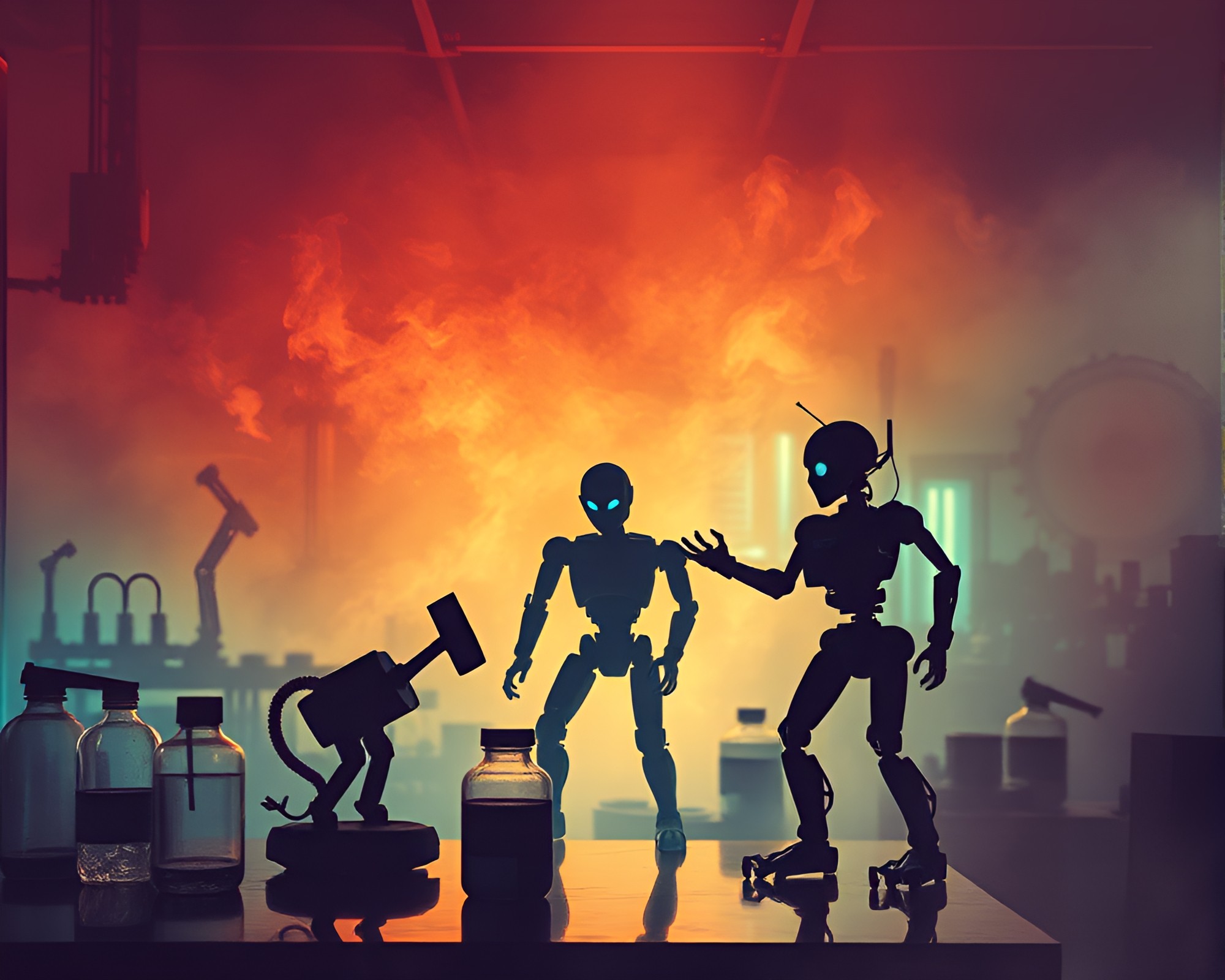 Aurora Robotic Laboratory Silhouette Ink Wash – free AI stock image