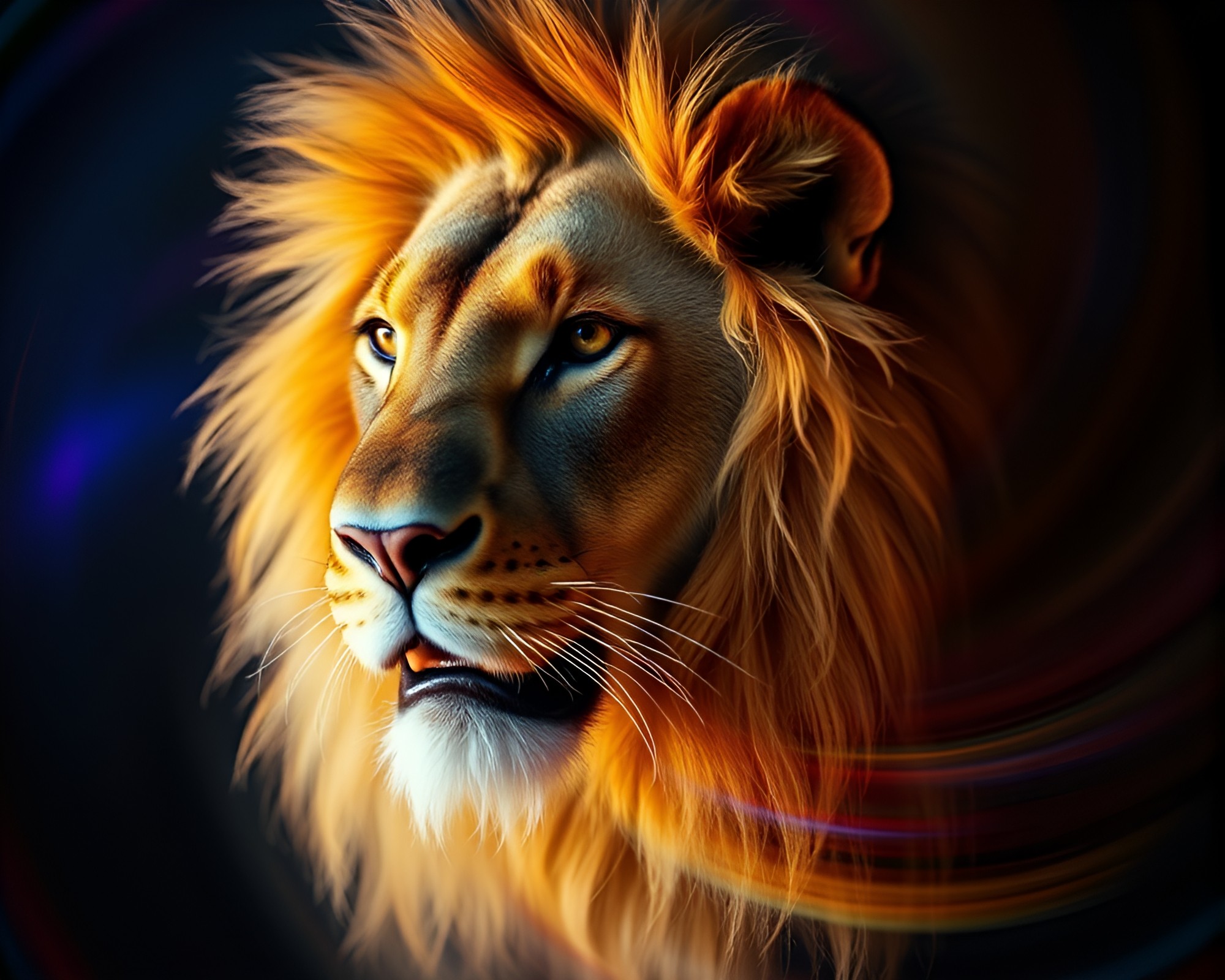 Swirling Lion in An Analogous Spotlight – free AI stock image