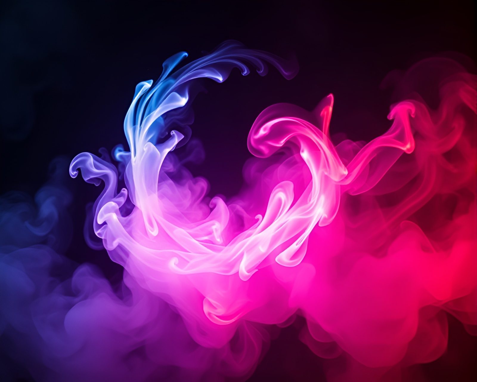 Colorful mixed media depiction of swirling smoke shield with fluorescent glow