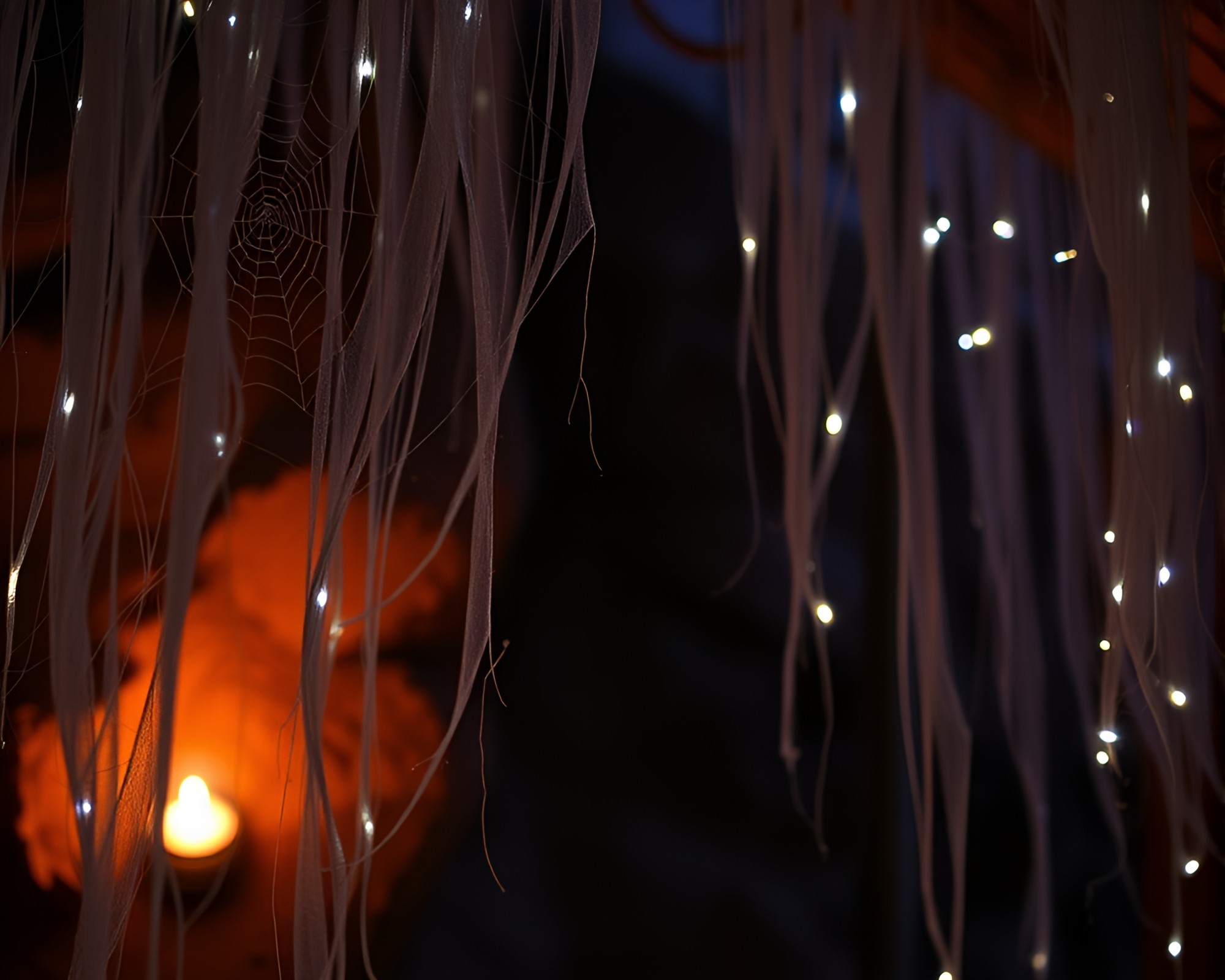 Canyon Illuminated by Origami Candlelight and Cobweb Strands – free AI stock image