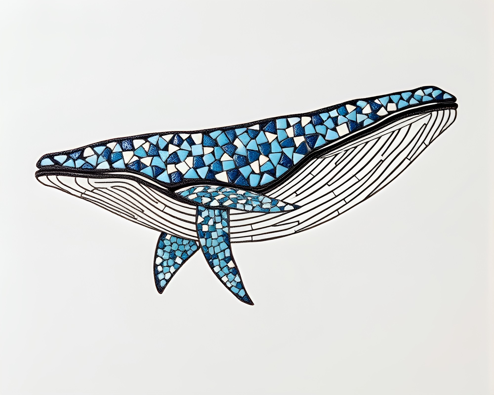 Whale Fragmented Mosaic: Engraved Spotlight Atmosphere – free AI stock image