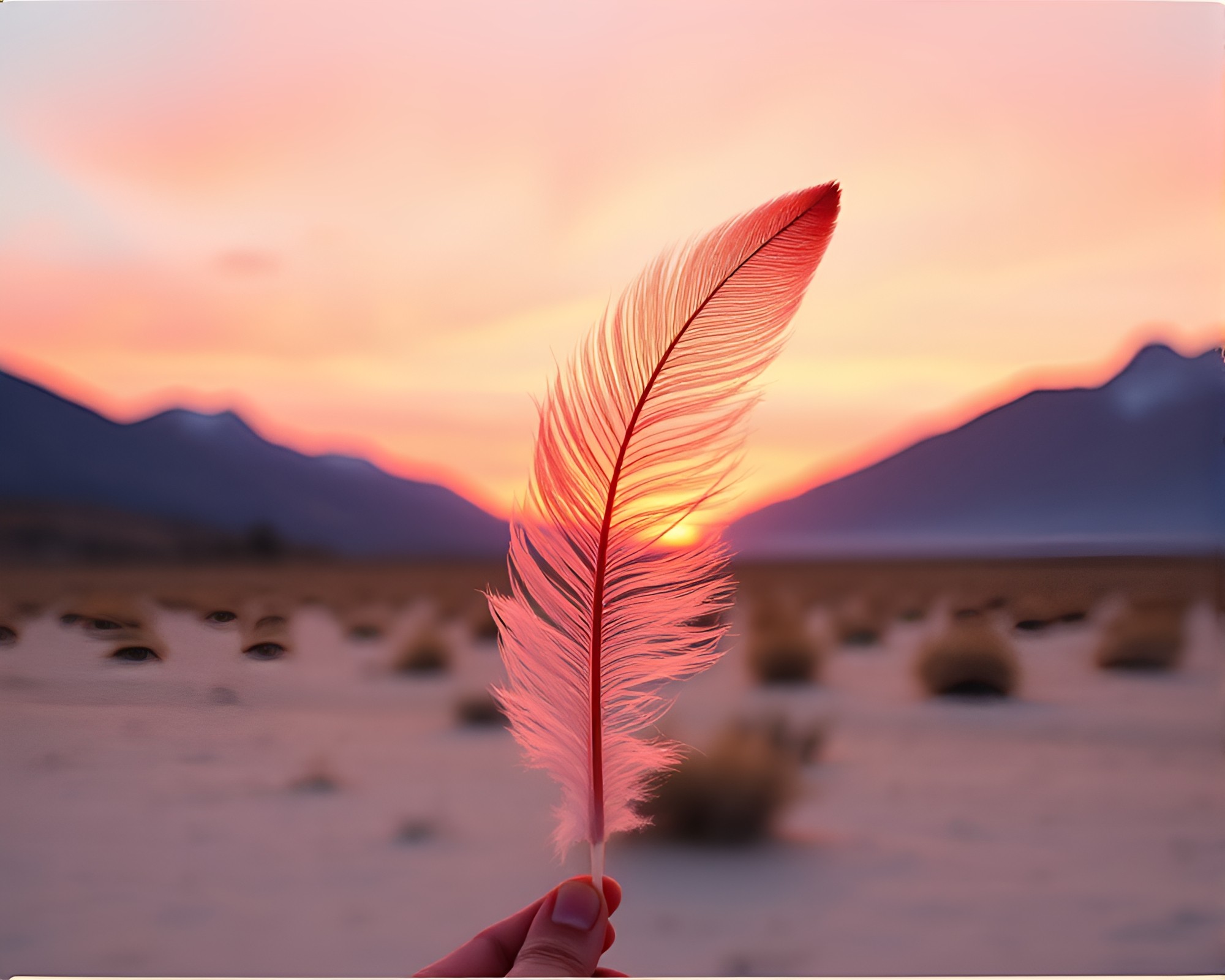 Glacial Feather Dusting at Desert Sunset – free AI stock image