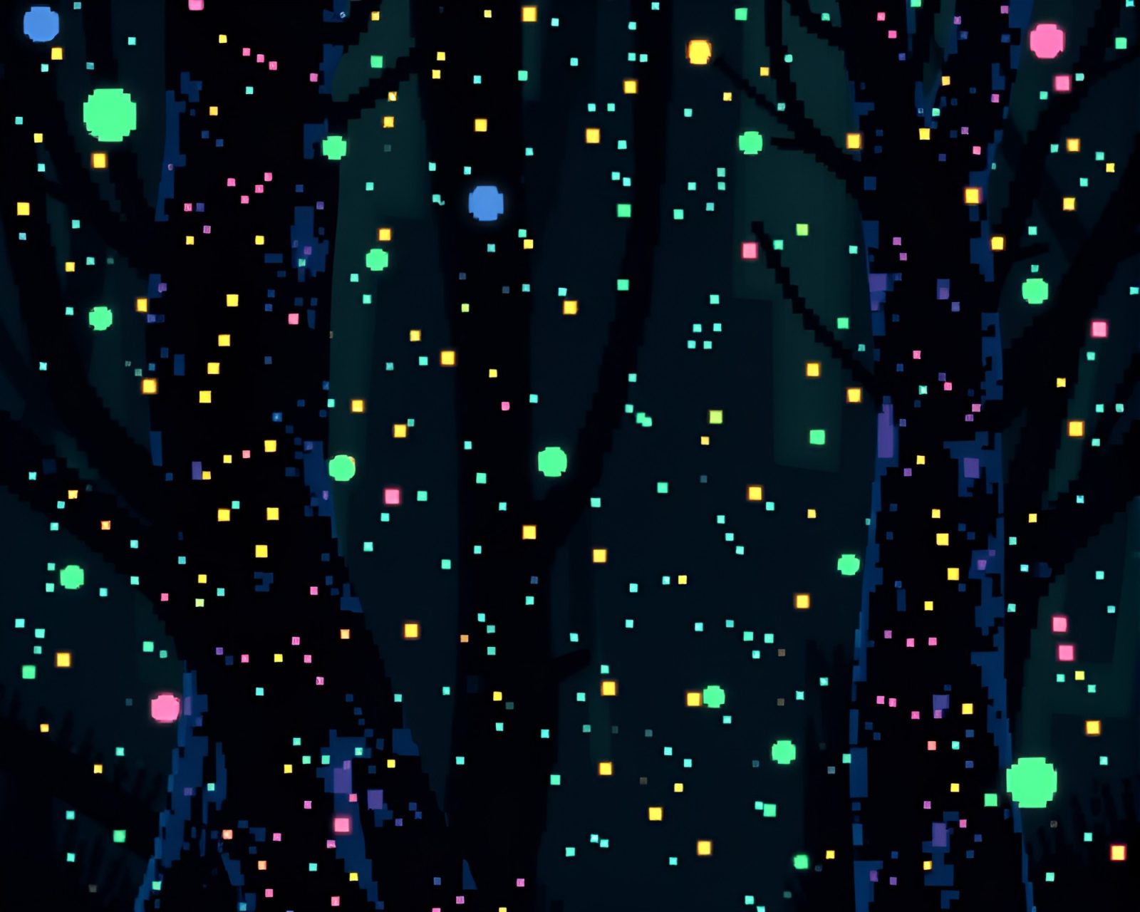 8-bit ghostly figure surrounded by iridescent colors and mildew