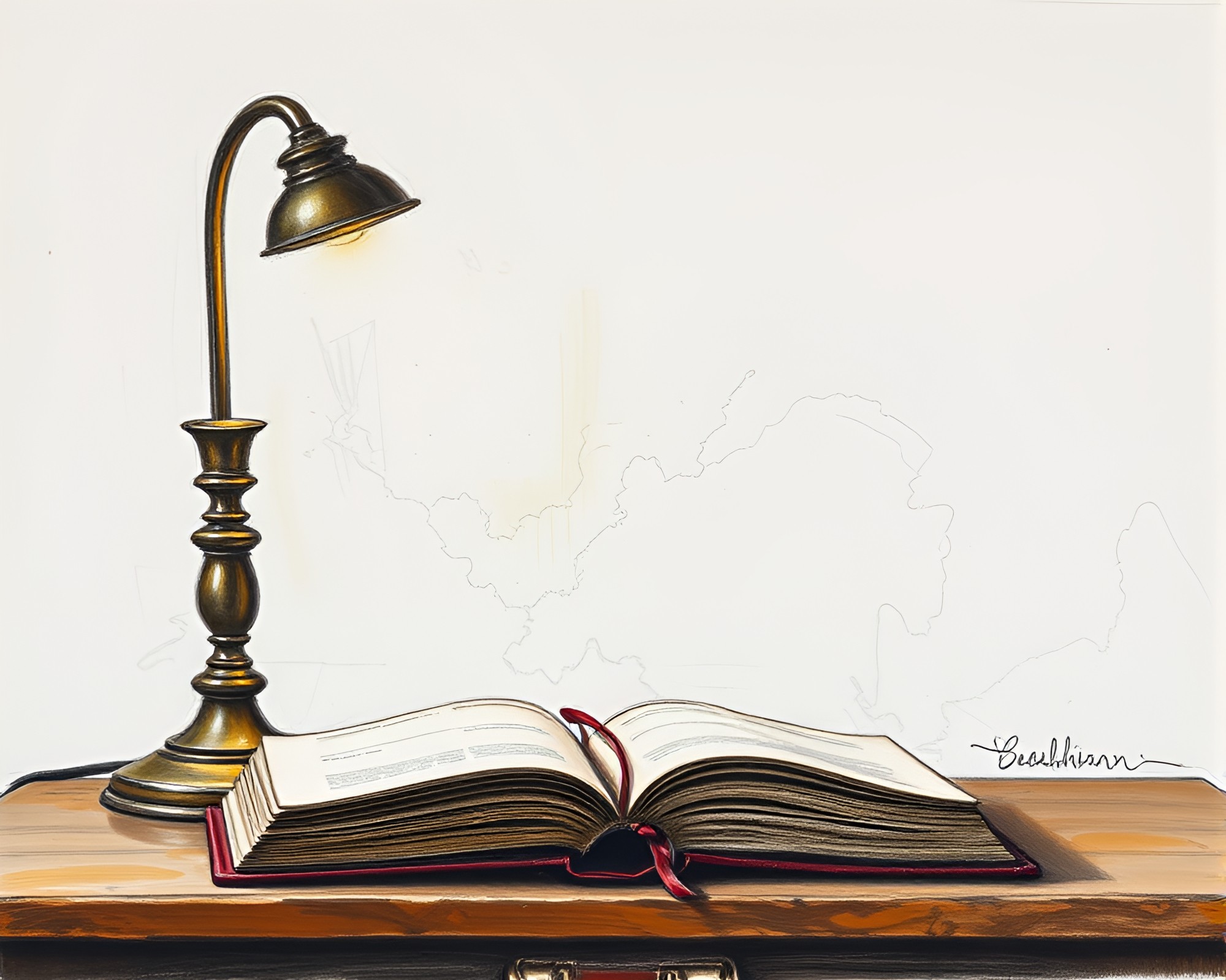Leather-bound Diary Reflections in Library Lamp Light – free AI stock image