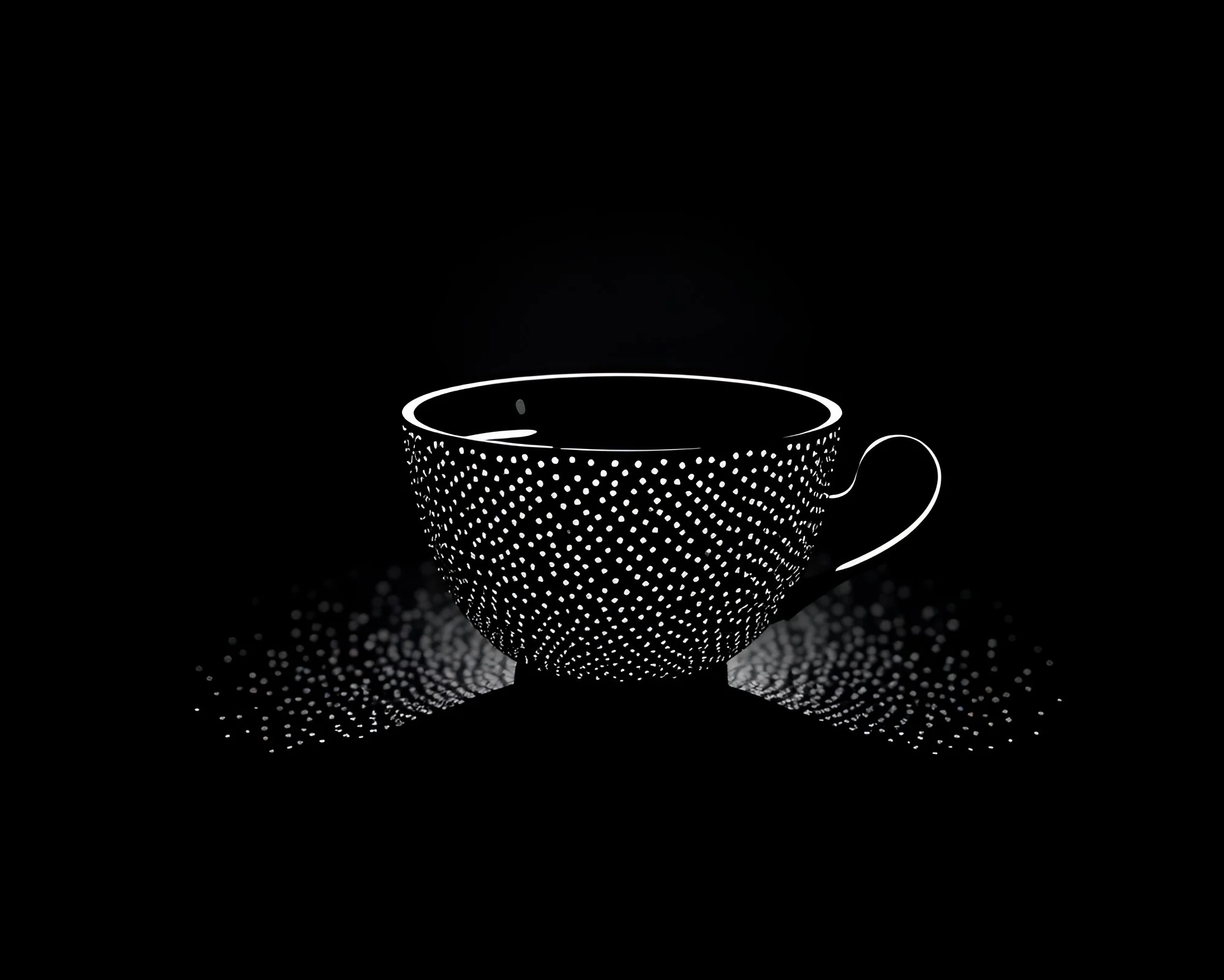 Floating tea cup under eclipse shadow