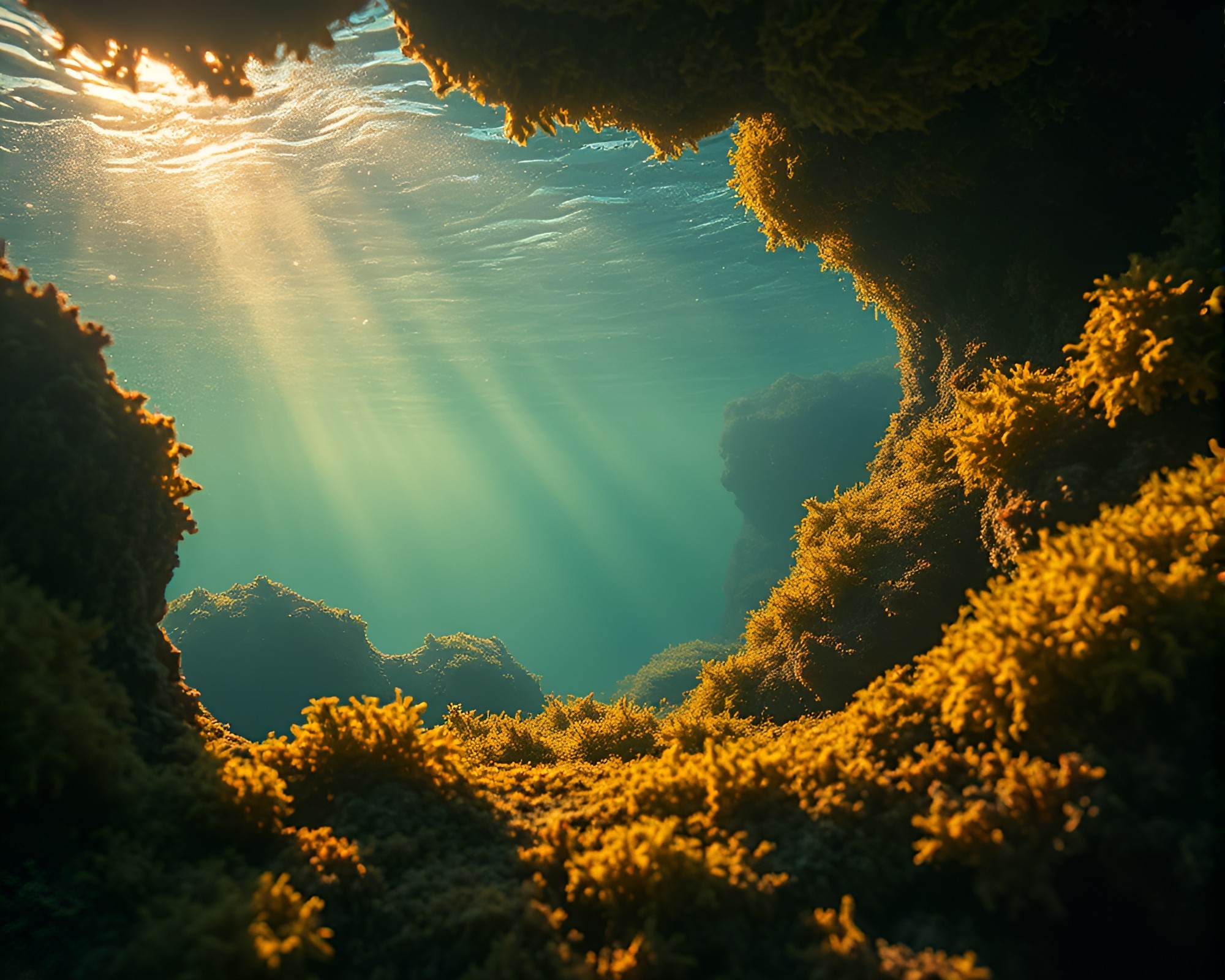 Lichen Textured Submarine in Afternoon Warm Glow – free AI stock image