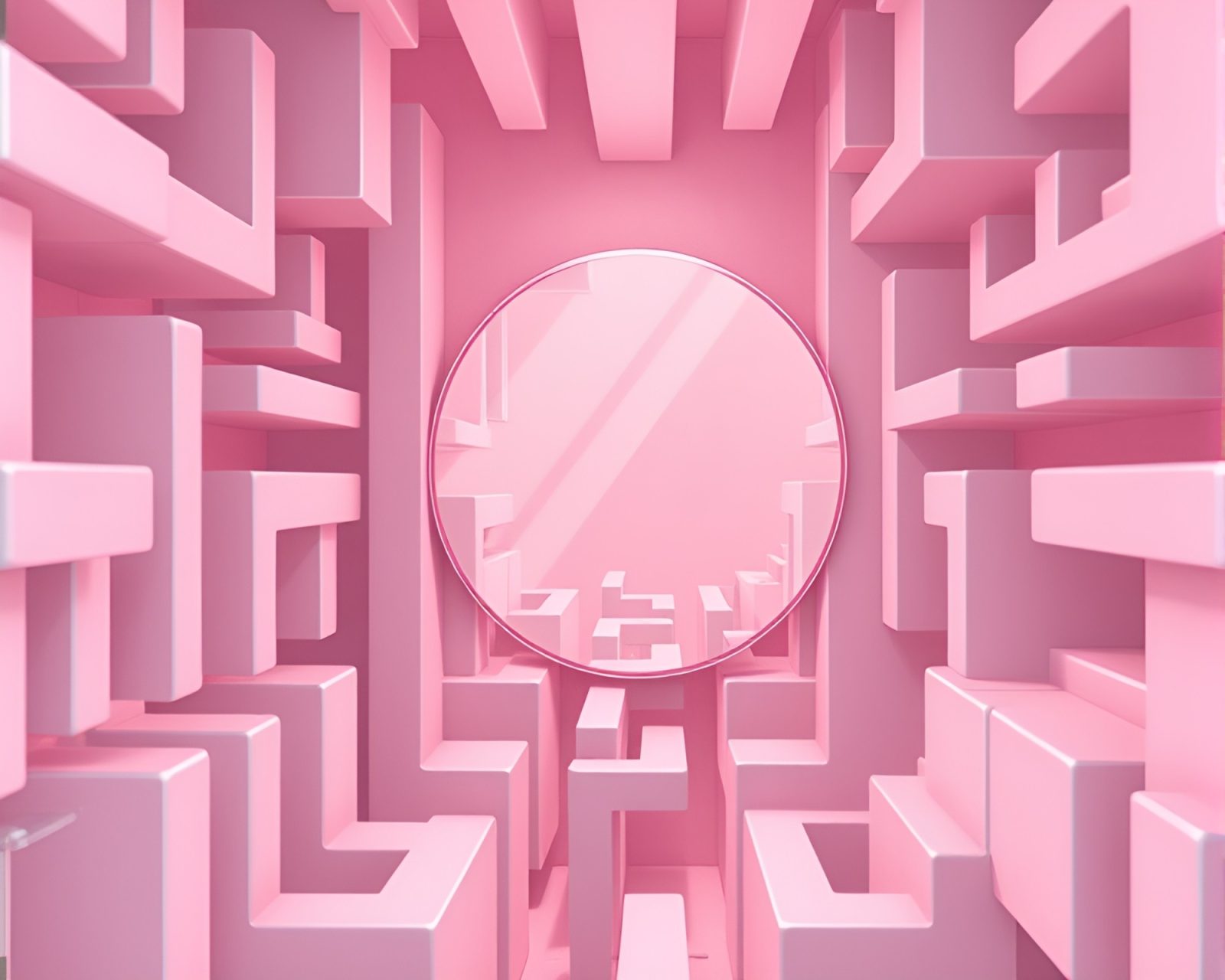 A beautiful medical illustration mirror maze in blush pink