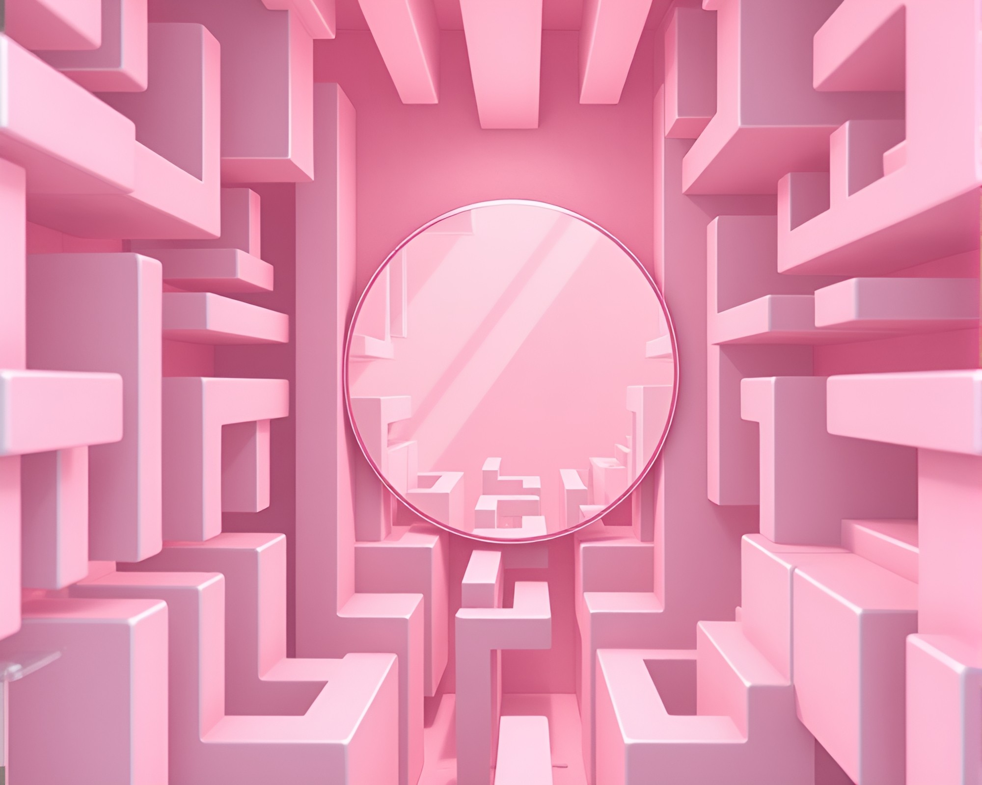 Mesmerizing Medical Mirror Maze in Soft Pink Light – free AI stock image